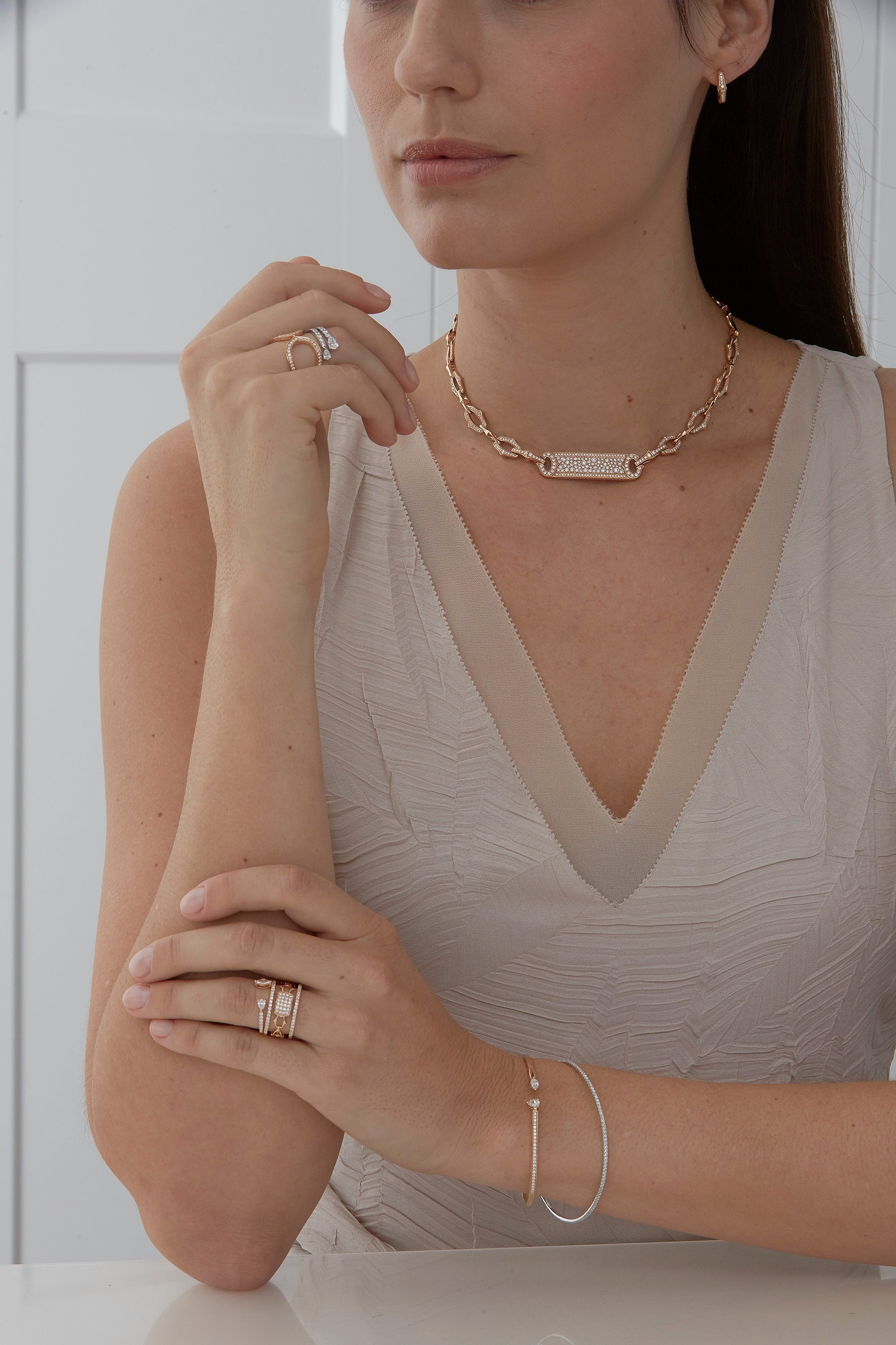 Lucia Pave Diamond Bar Tag Necklace