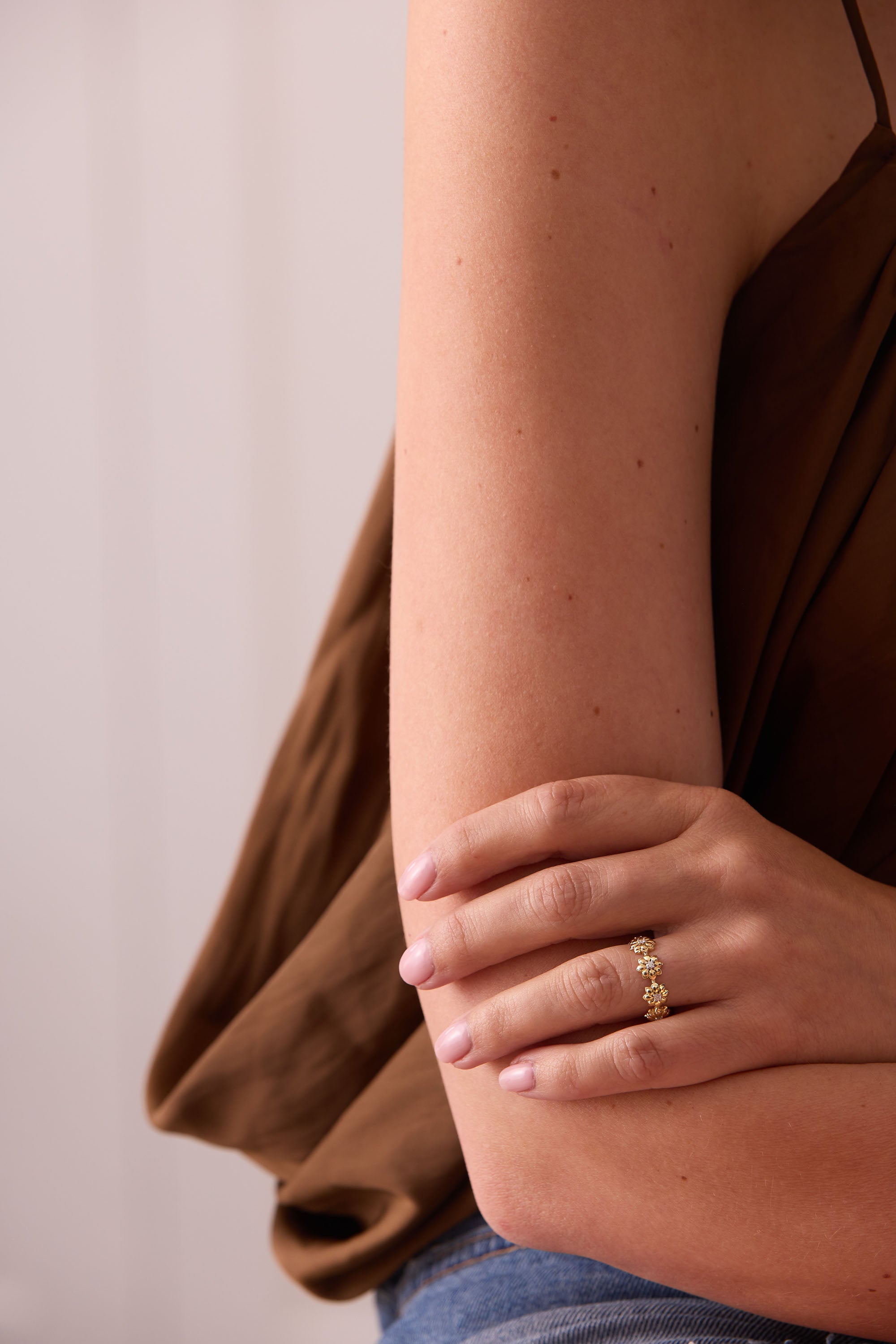 Lierre Gold and Diamond Eternity Flower Ring