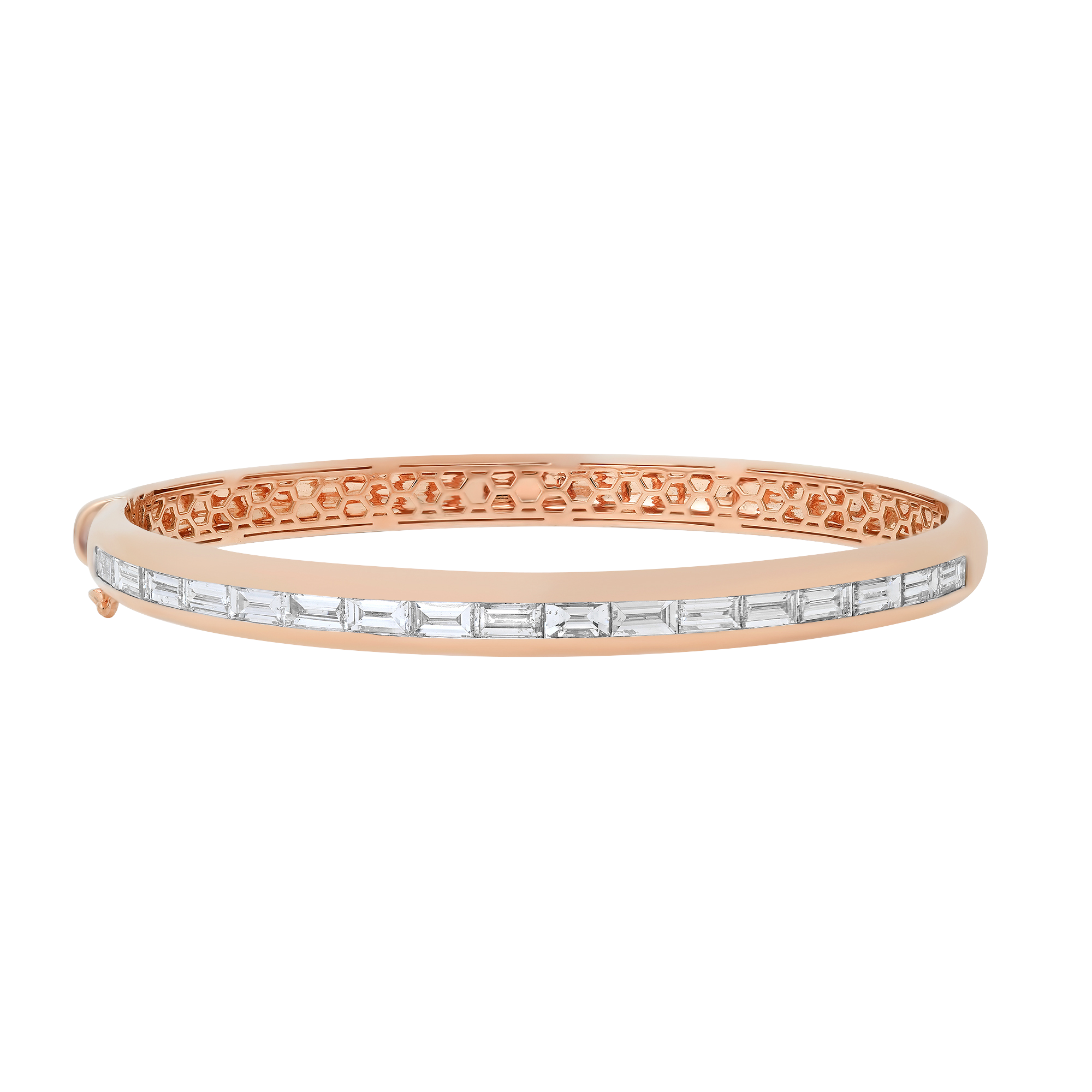 Papua Gold & Baguette Diamond Thin Bangle