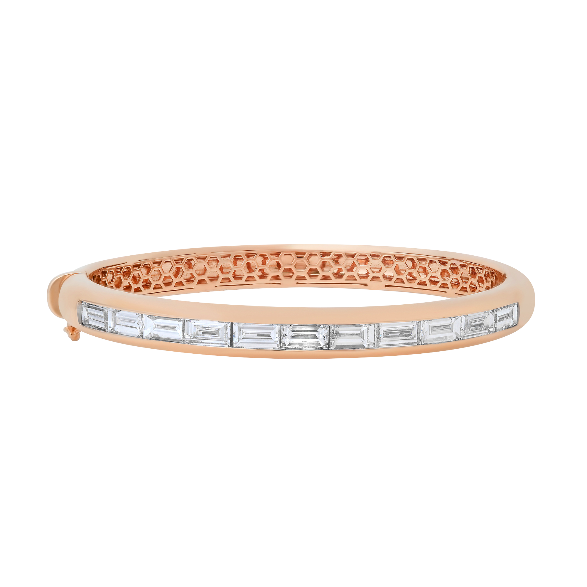 Papua Gold & Baguette Diamond Thick Bangle