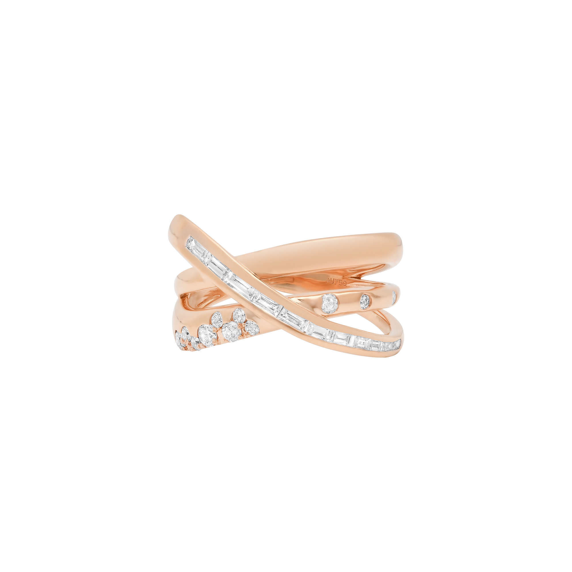 Papua Gold & Diamond Crossover Ring