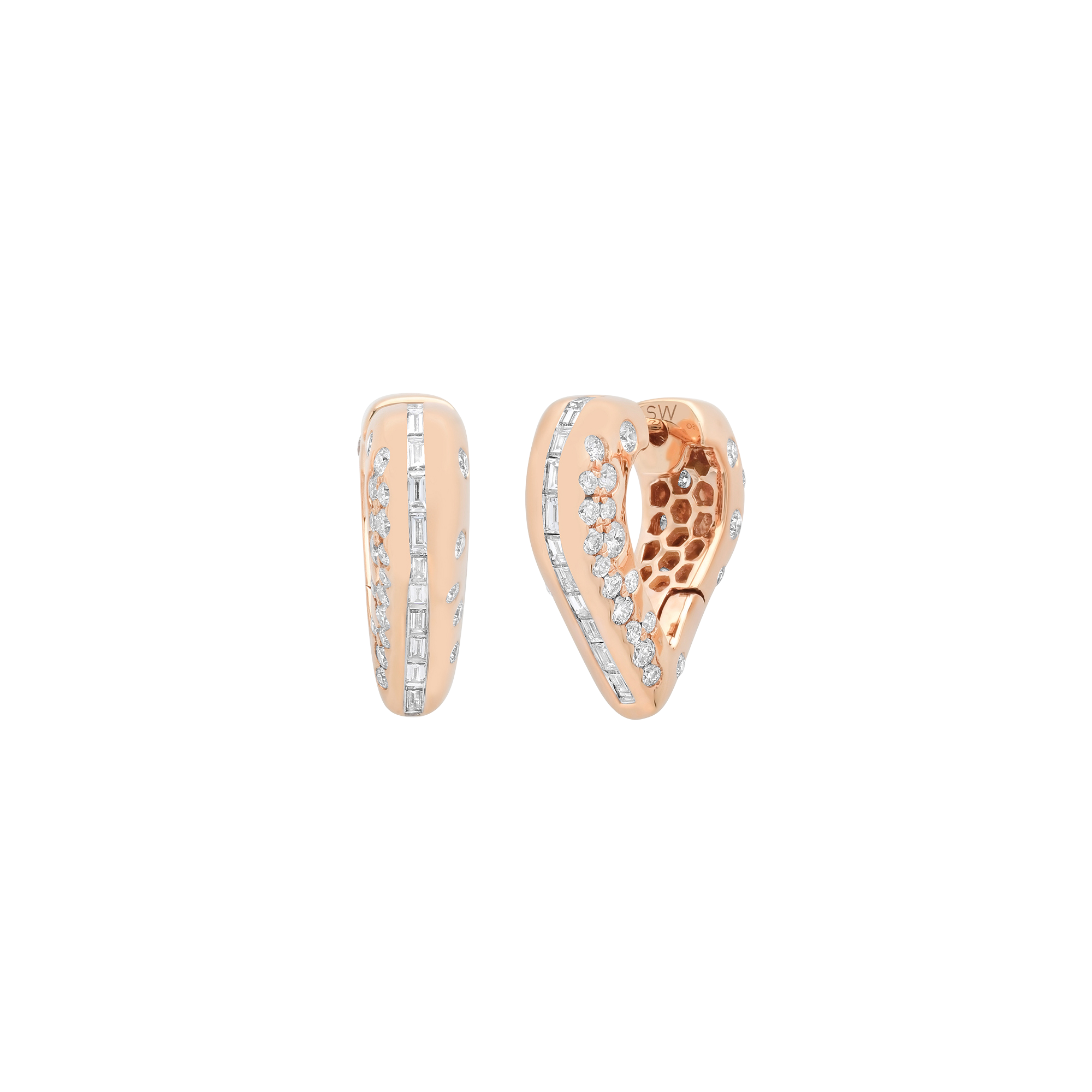 Papua Gold & Diamond Medium Heart Hoop