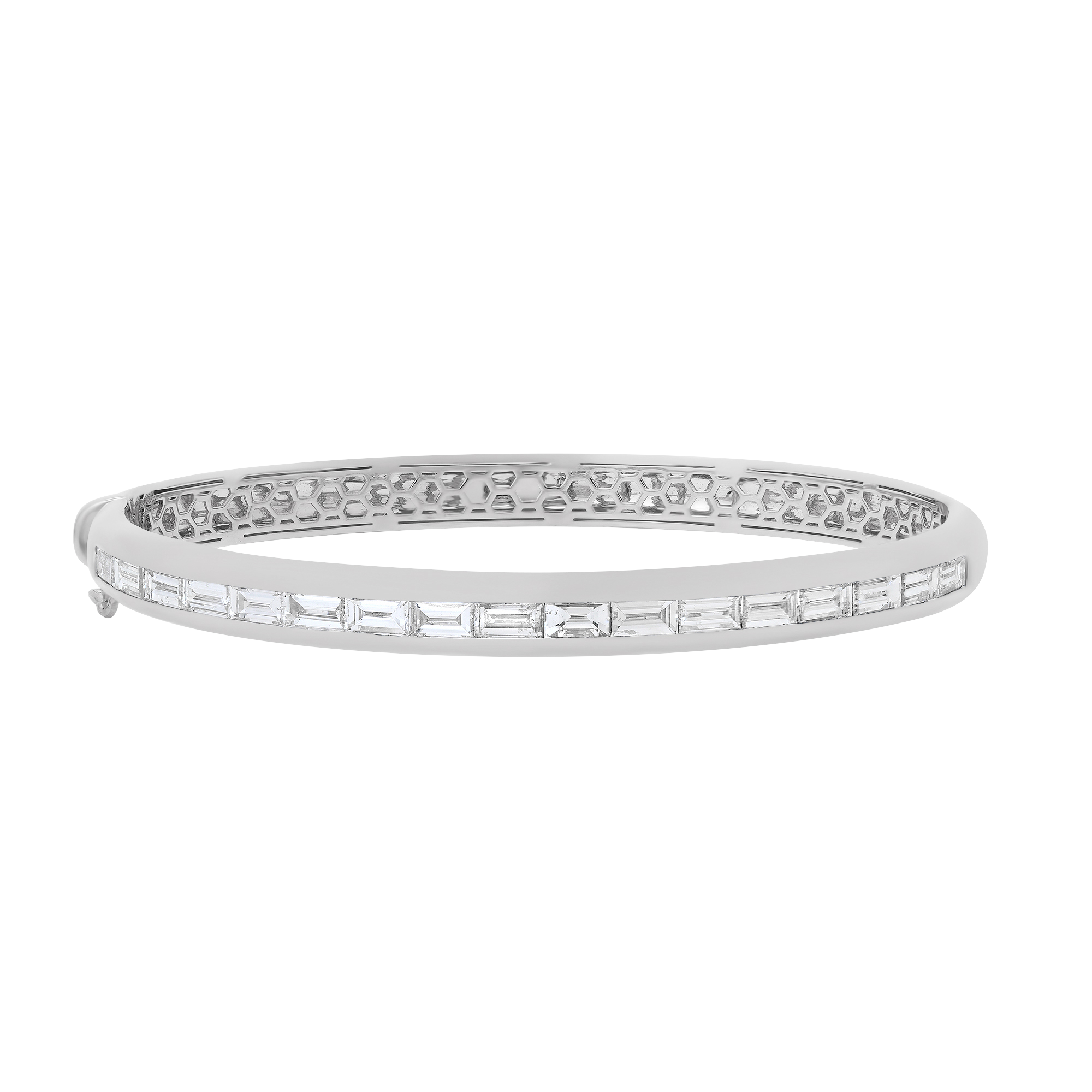 Papua Gold & Baguette Diamond Thin Bangle