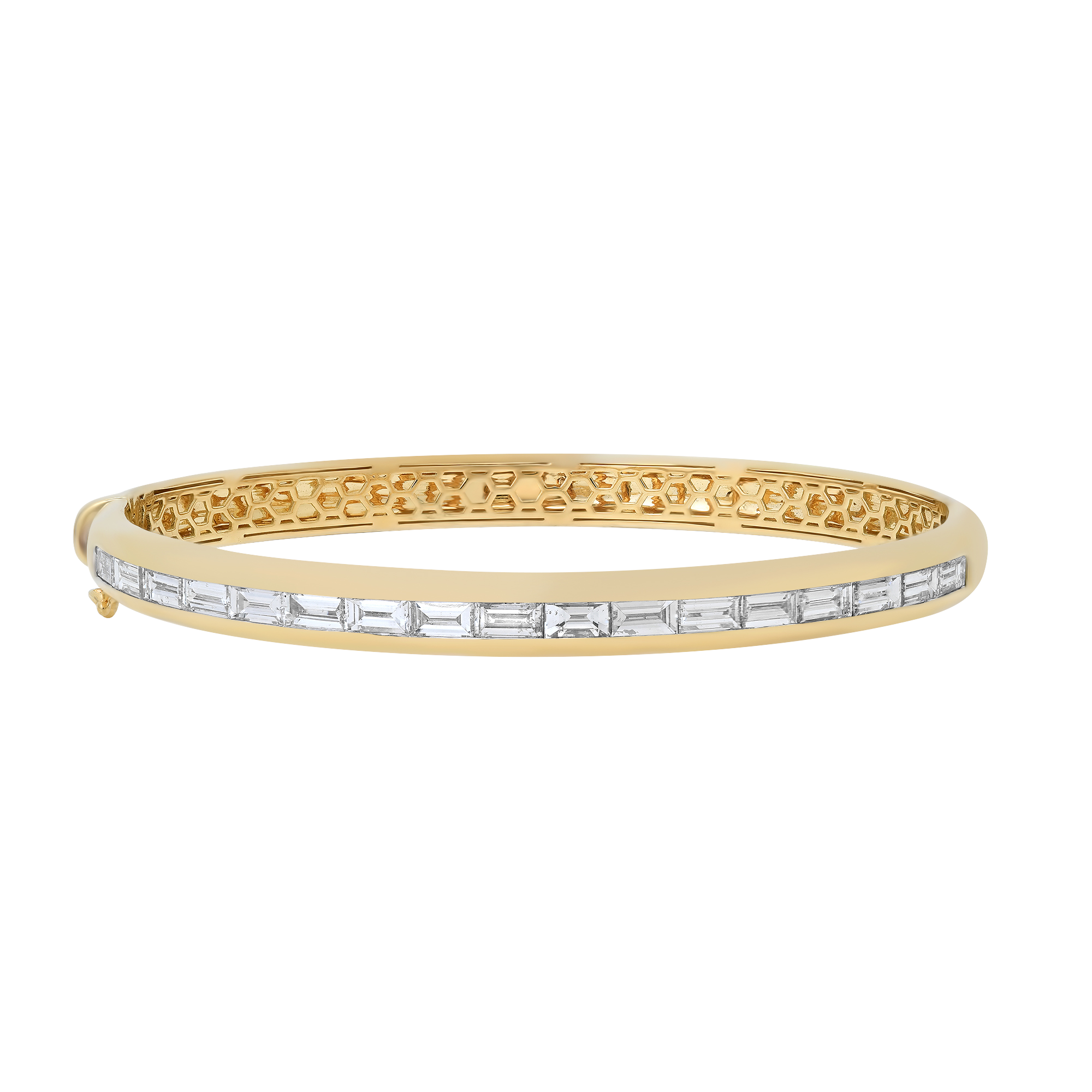 Papua Gold & Baguette Diamond Thin Bangle