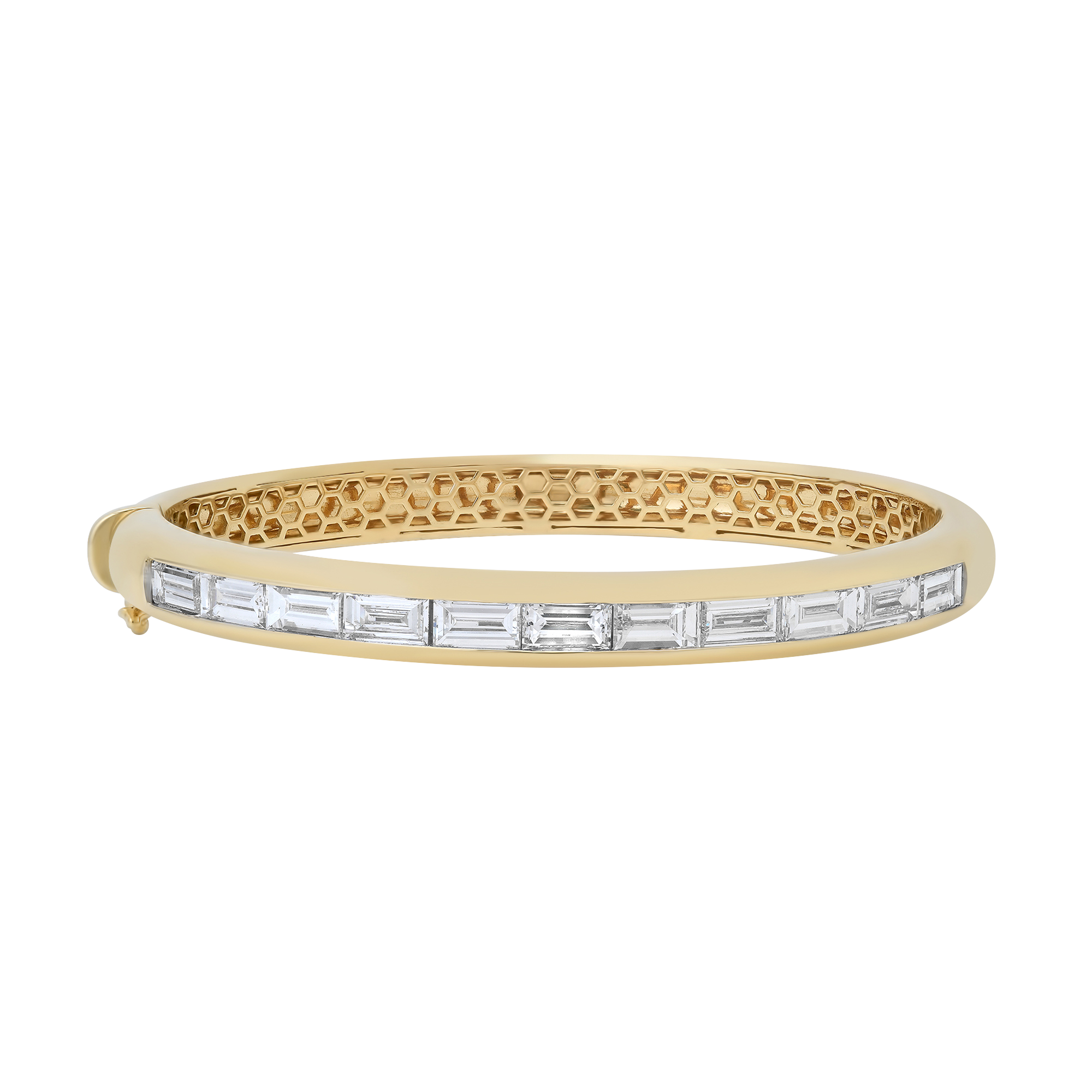 Papua Gold & Baguette Diamond Thick Bangle