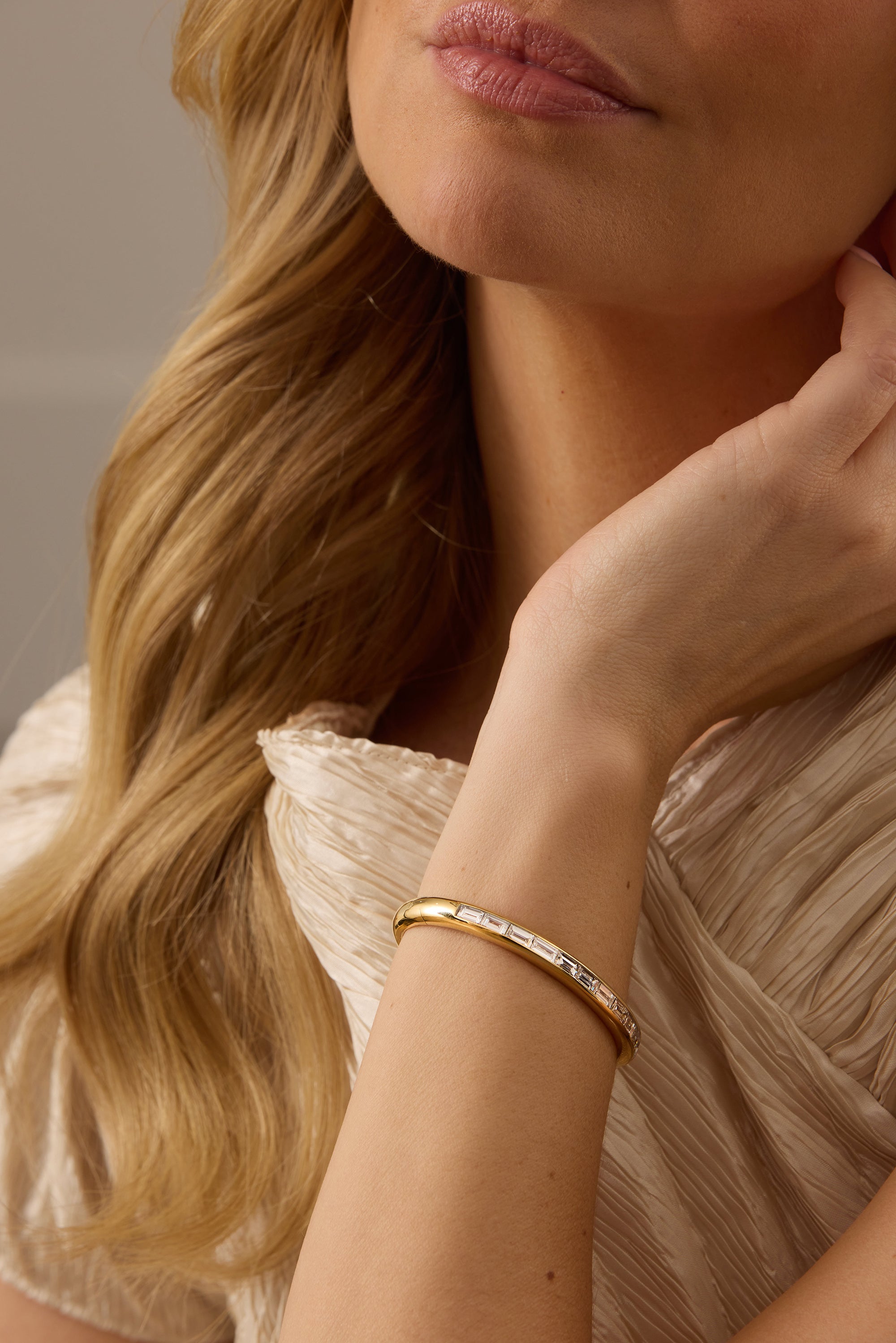 Papua Gold & Baguette Diamond Thick Bangle