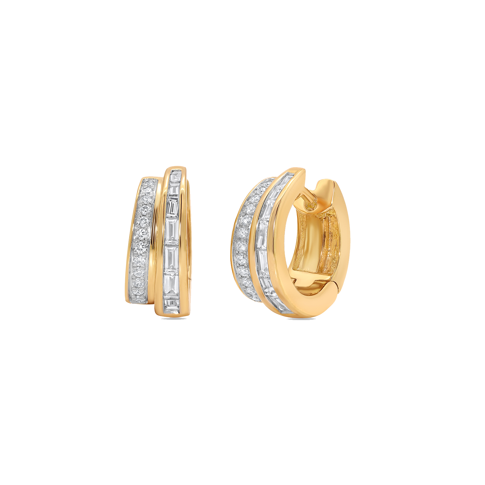 Papua Gold & 2 Row Diamond Earring