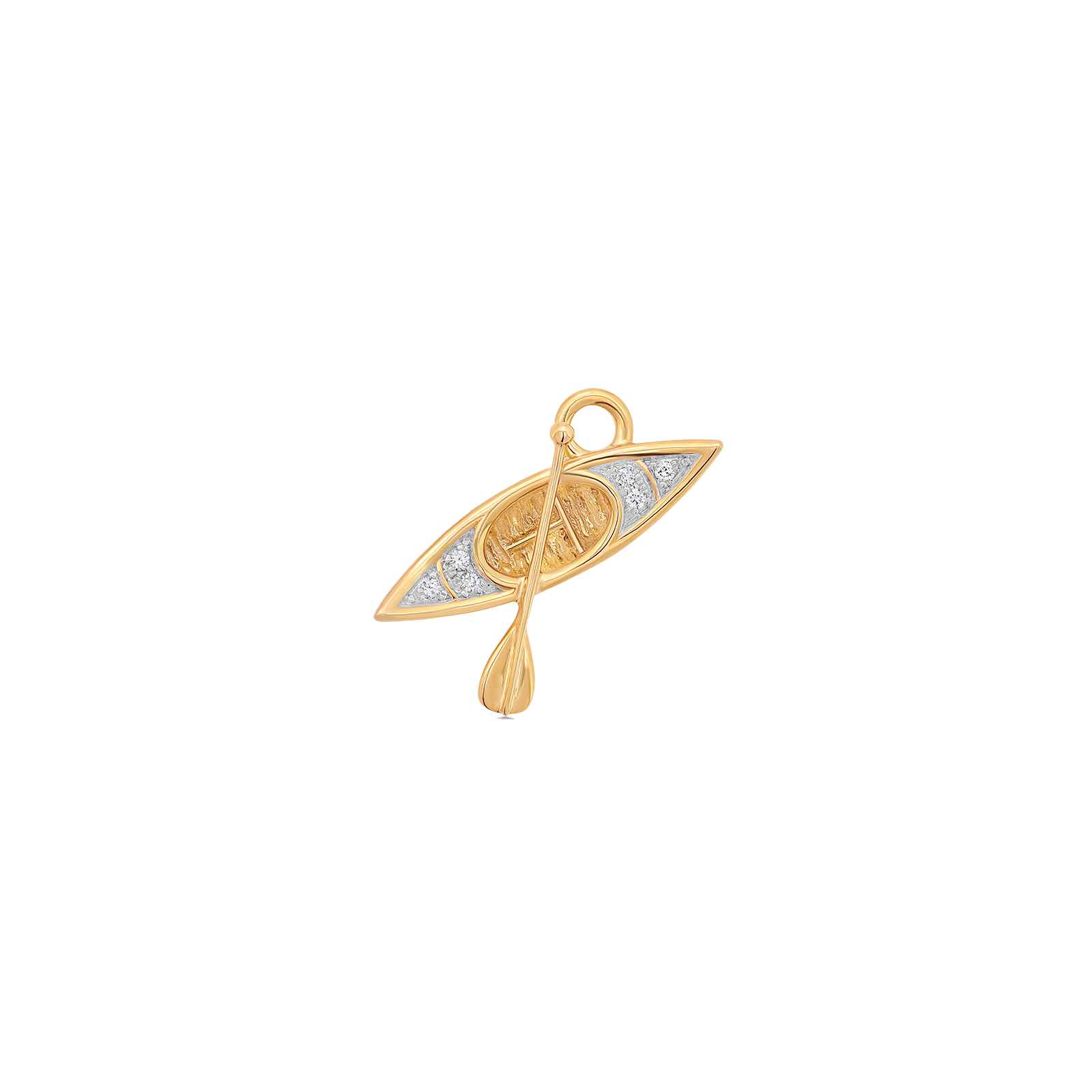 Papua Gold & Diamond Canoe & Paddle Charm