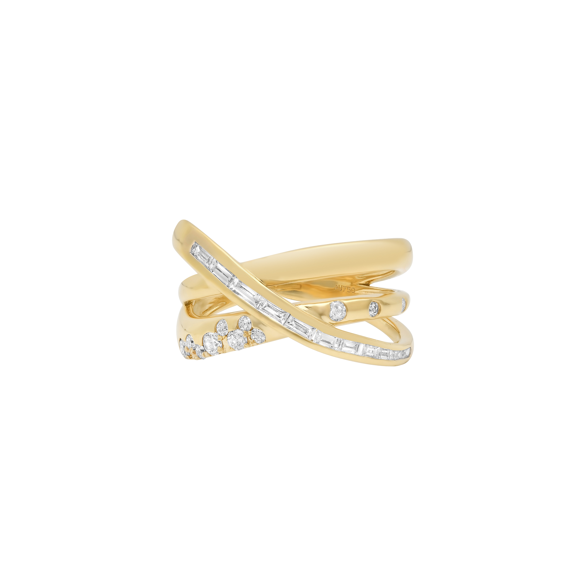 Papua Gold & Diamond Crossover Ring
