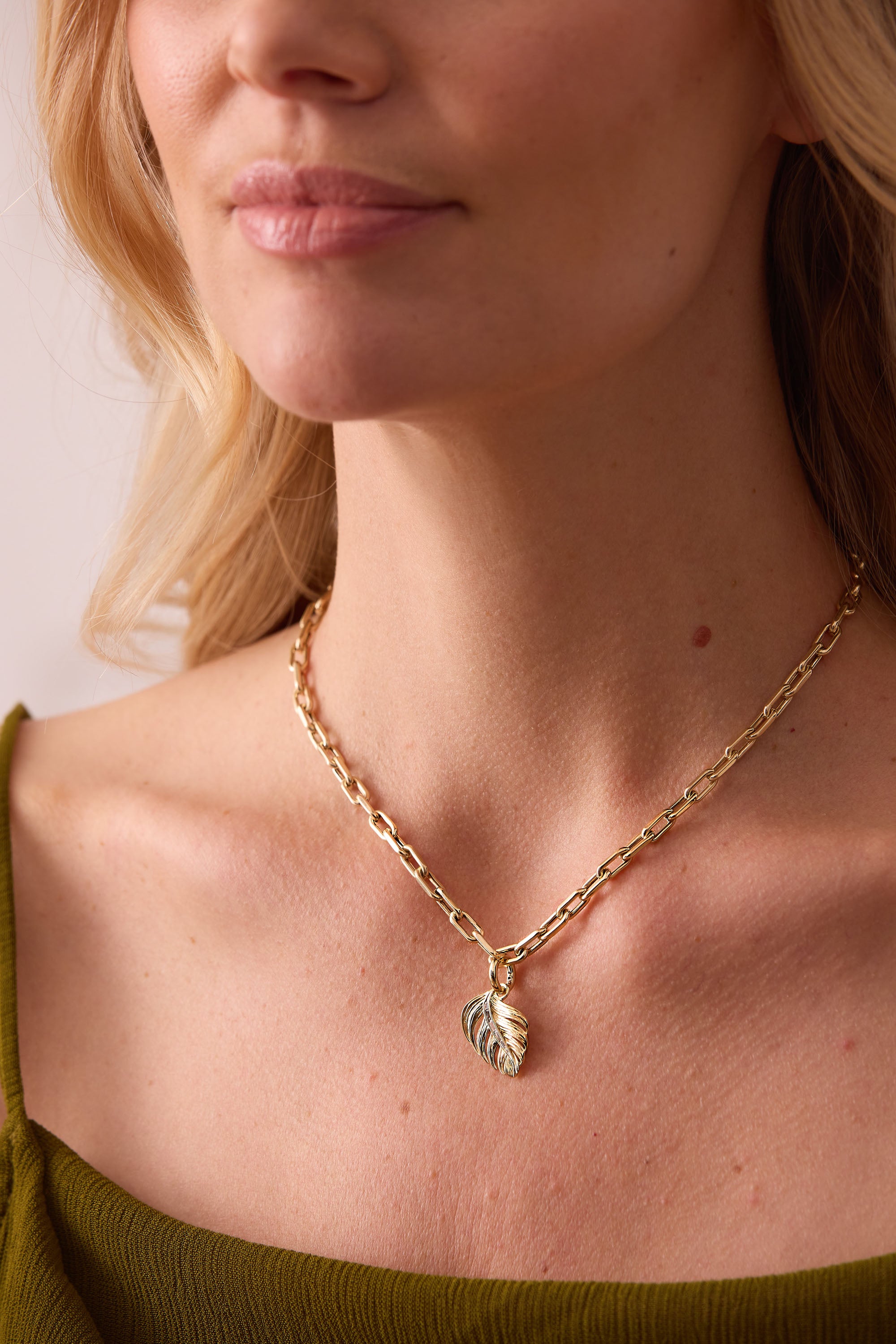 Papua Gold & Diamond Palm Leaf Charm