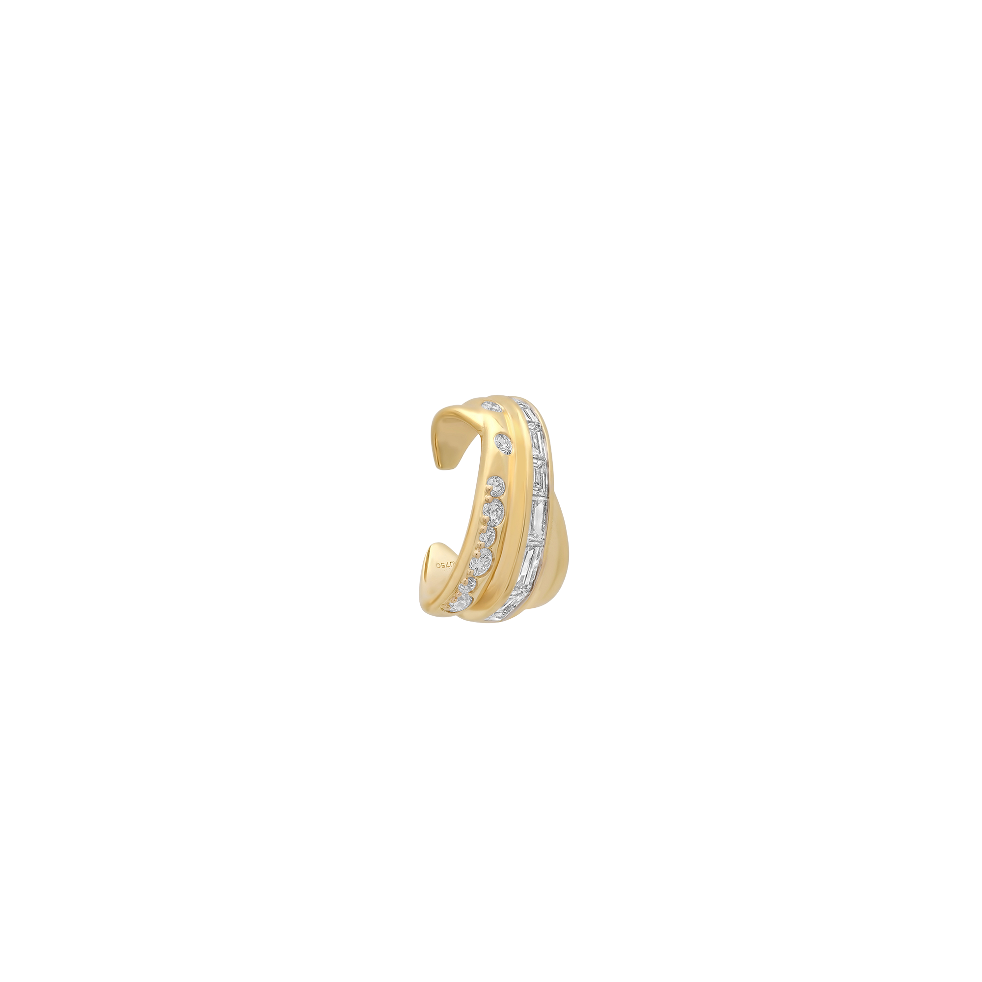 Papua Gold & Diamond Triple Crossover Ear Cuff
