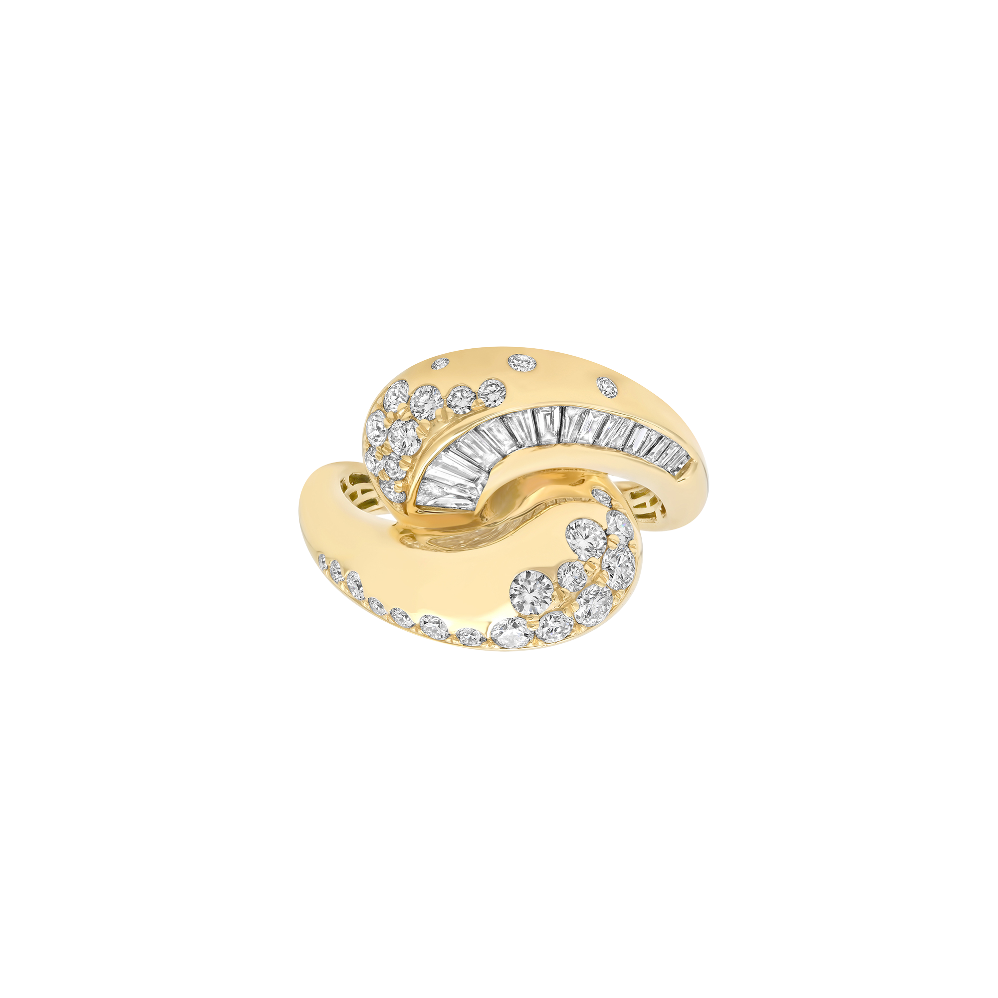 Papua Gold & Diamond Wave Bypass Ring
