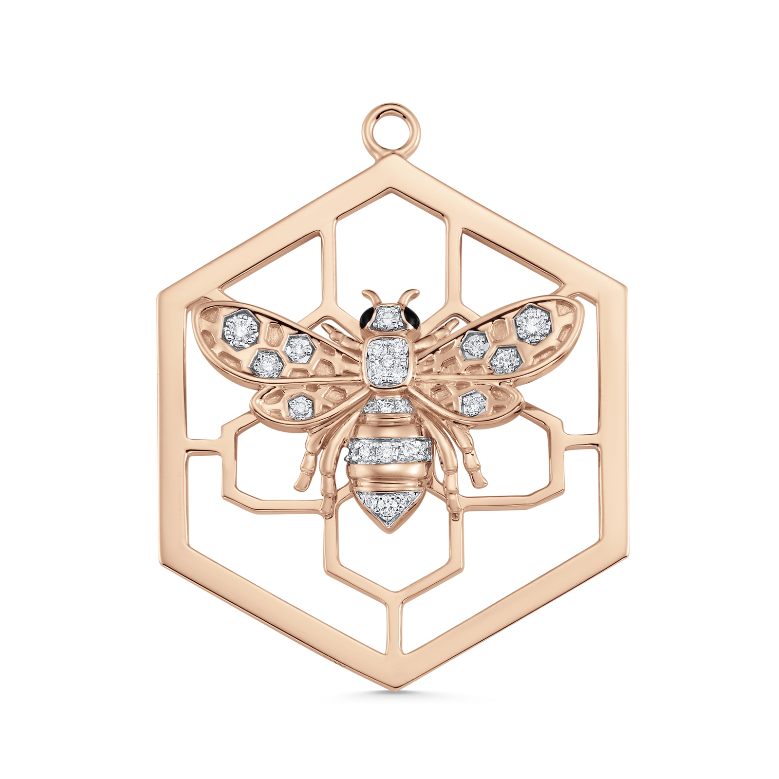 Queen Bee Gold and Diamond Hexagon Charm