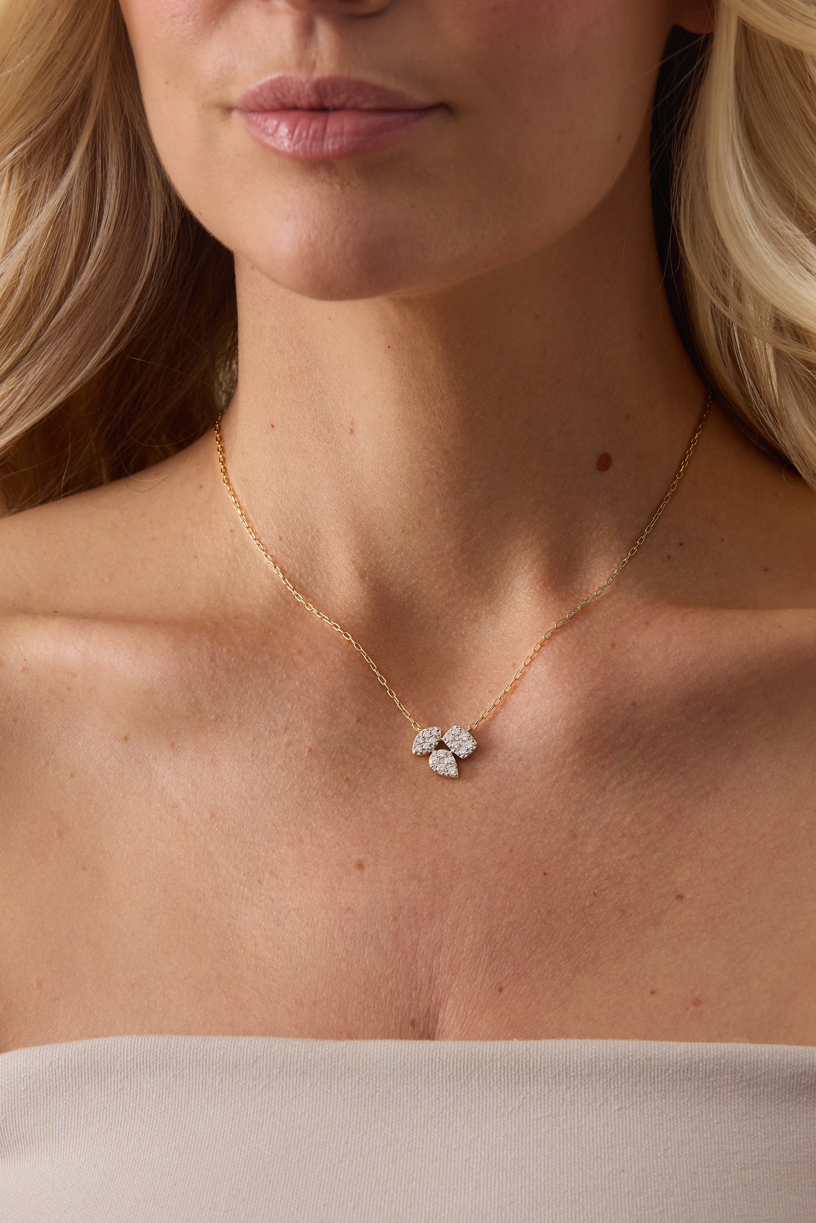 Reverie Gold and Diamond Marquise Pear Cushion Necklace