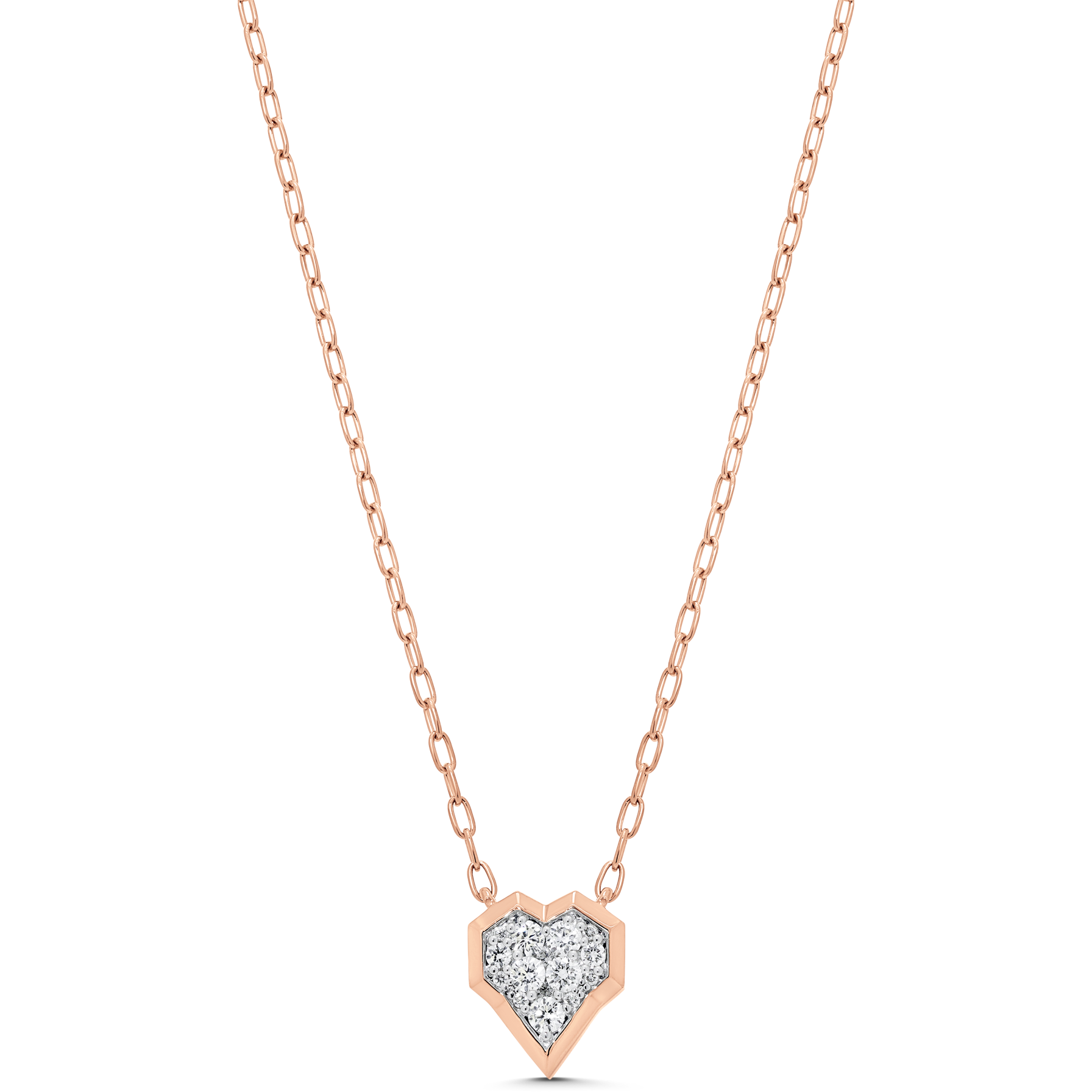 Honey Comb Gold and Diamond Heart Necklace