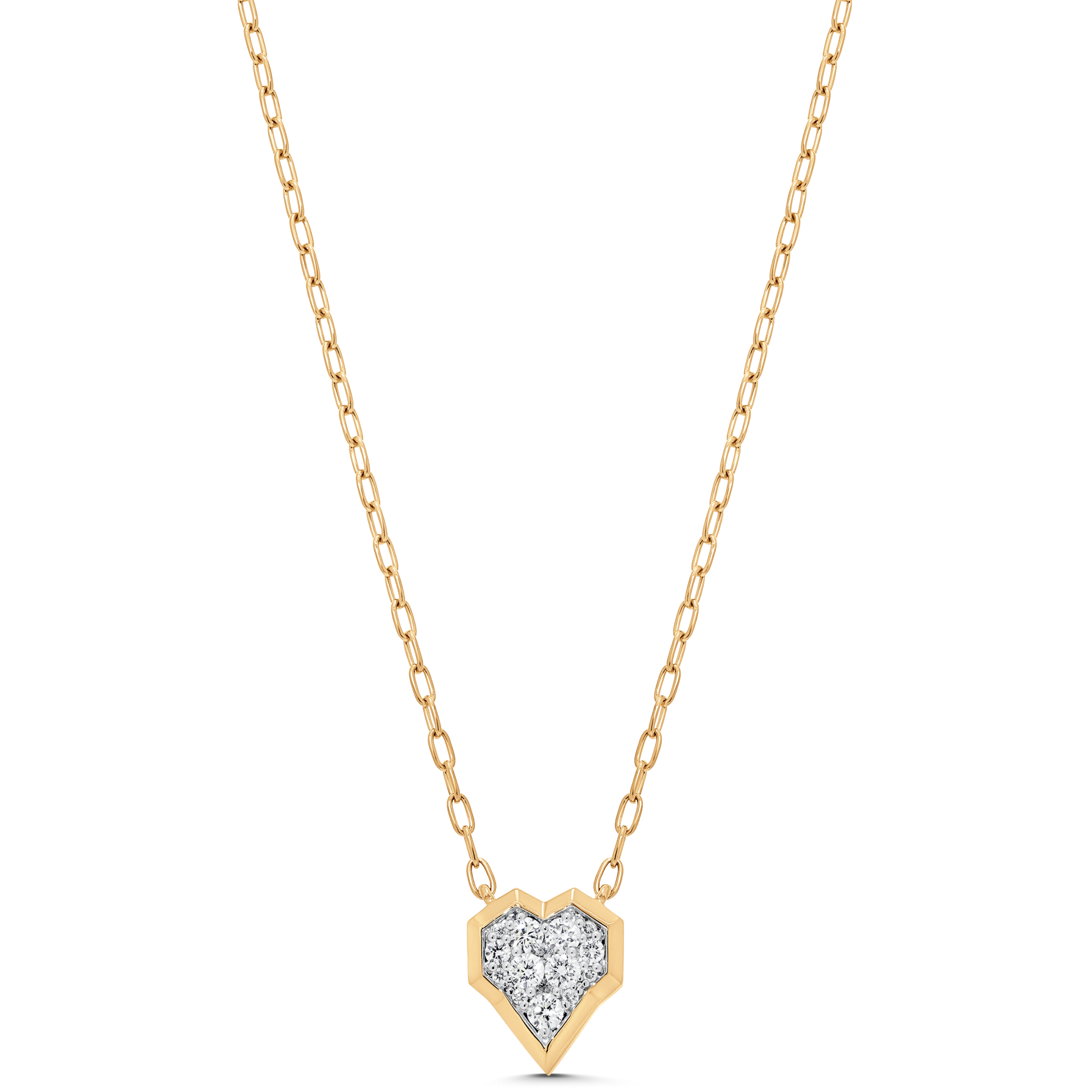 Honey Comb Gold and Diamond Heart Necklace