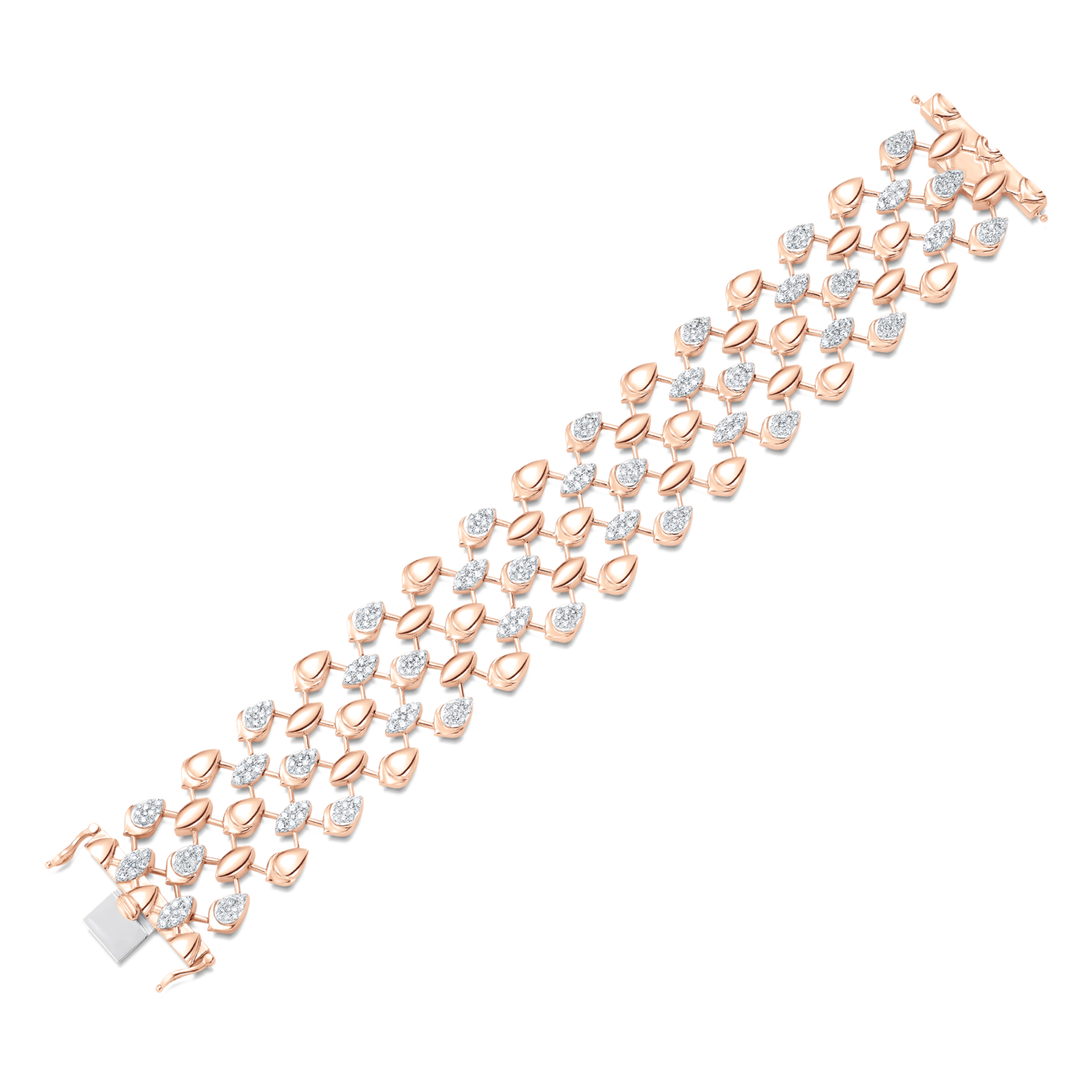 Lierre Gold and Diamond Five-Row Pear Marquise Partial Statement Link Bracelet