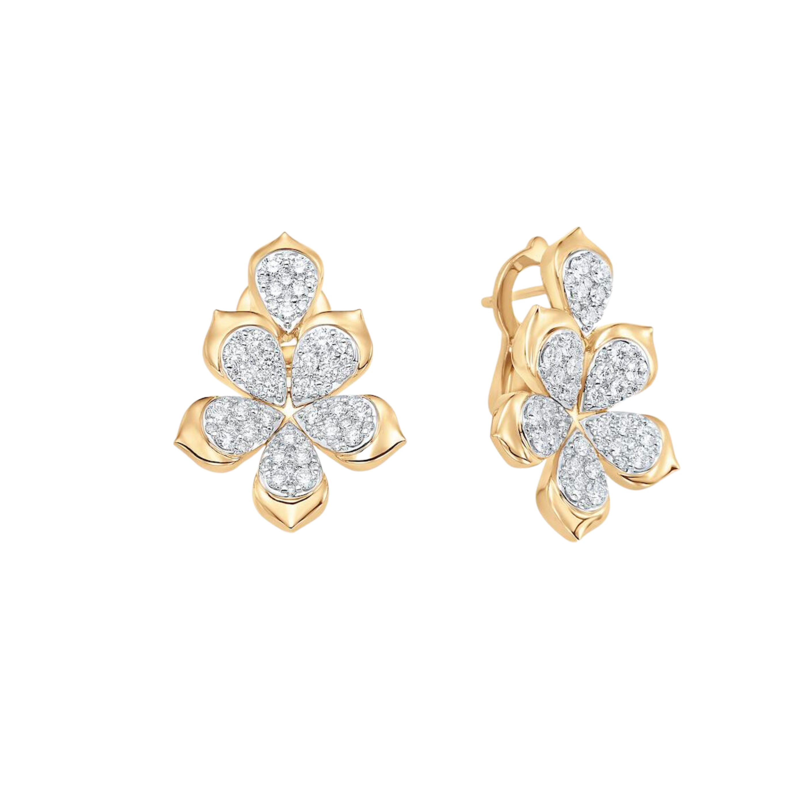 Lierre Gold and Diamond Partial Pear Flower Stud Earring