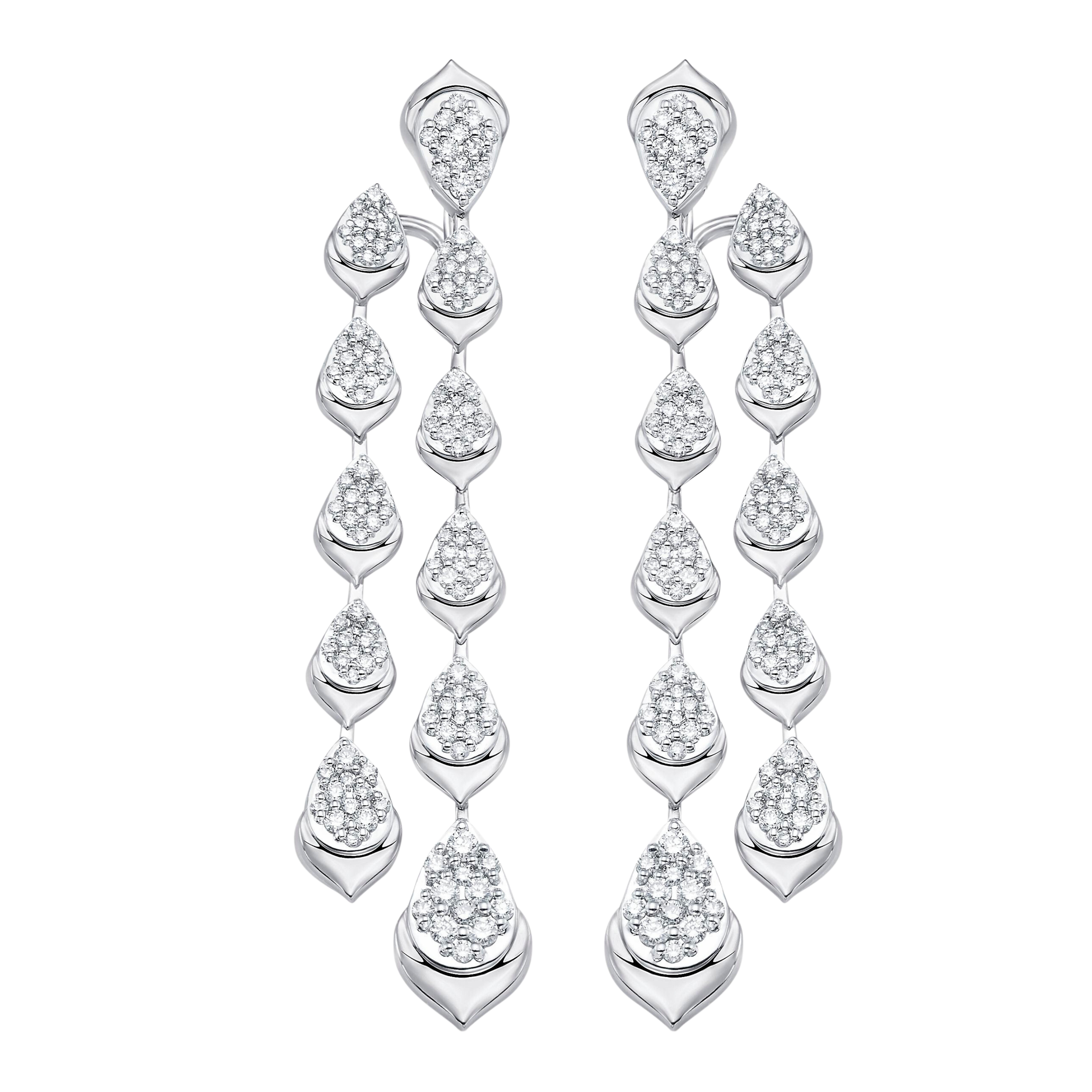 Lierre Gold and Diamond Full Pear Two Row Drop Earrings