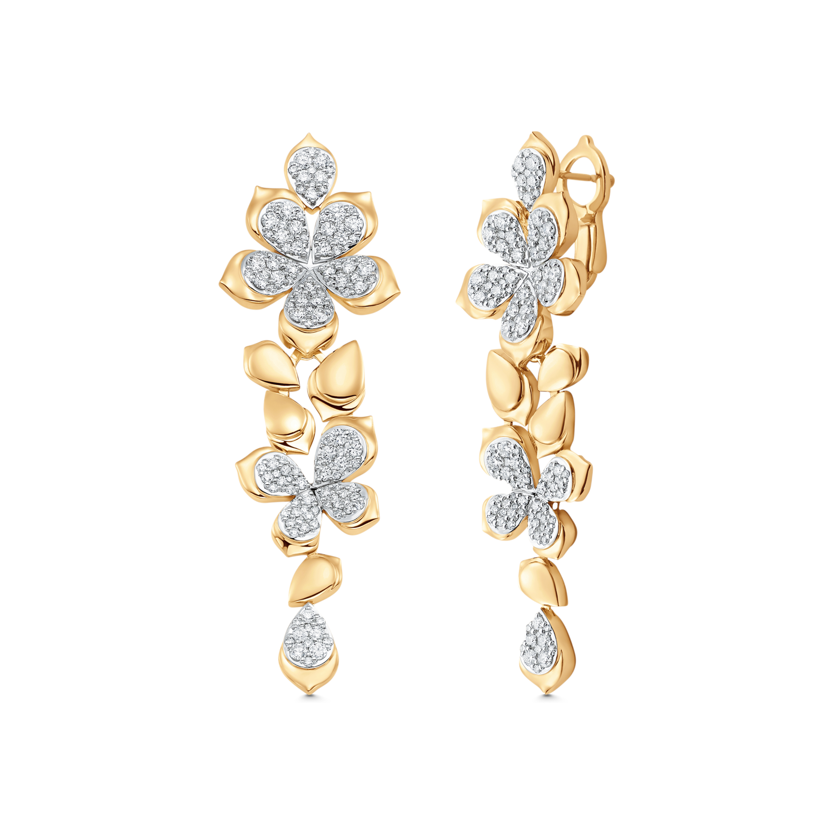 Lierre Gold and Diamond Detachable Partial Pear Flower Drop Earring
