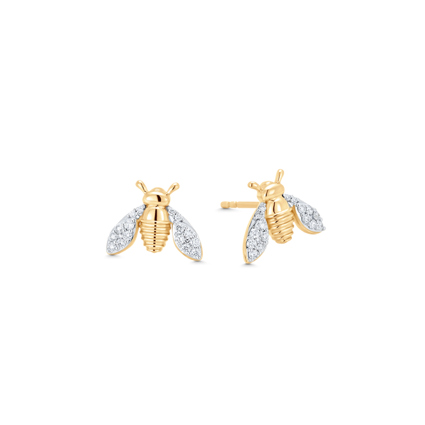 Queen Bee Gold and Diamond Stud Earrings
