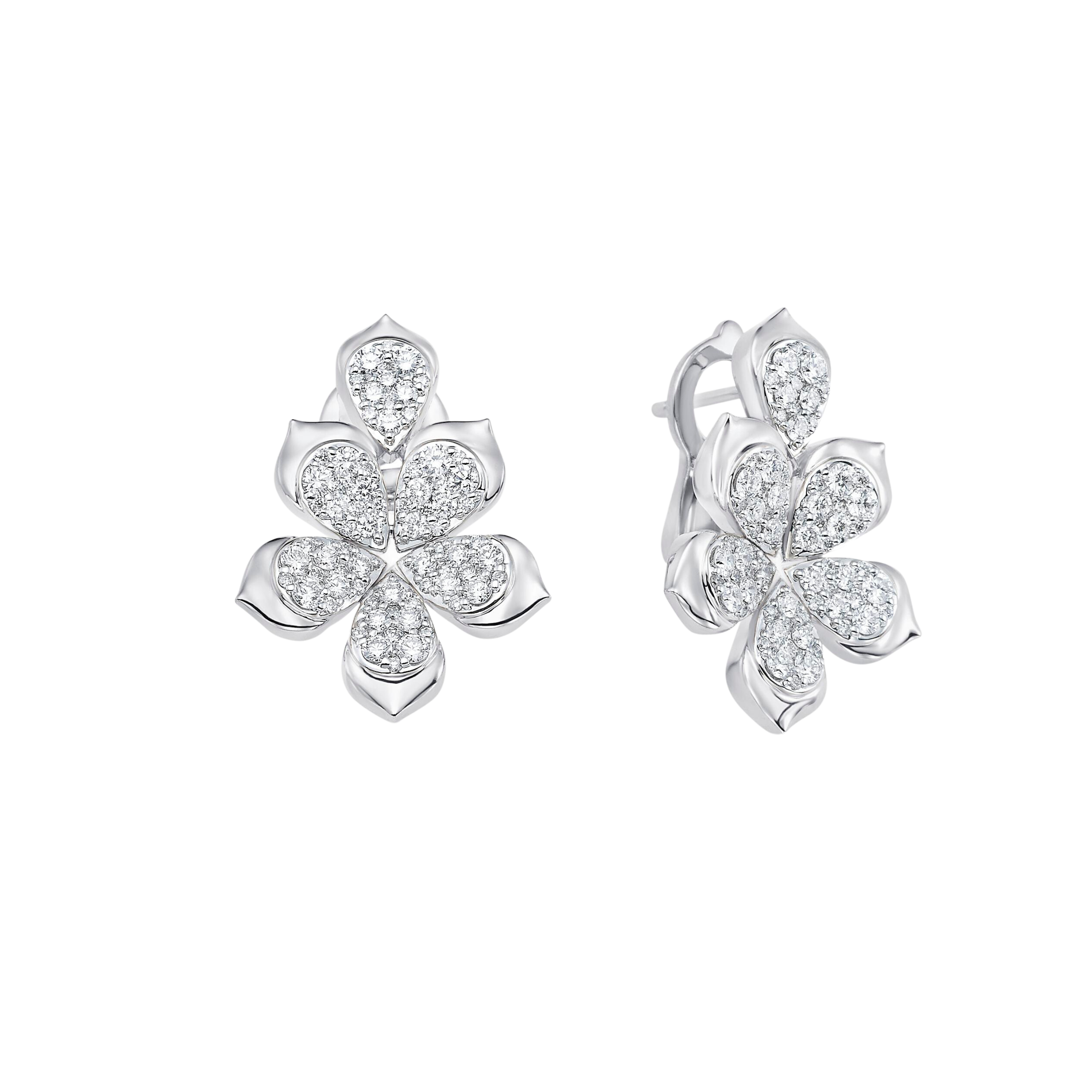 Lierre Gold and Diamond Partial Pear Flower Stud Earring