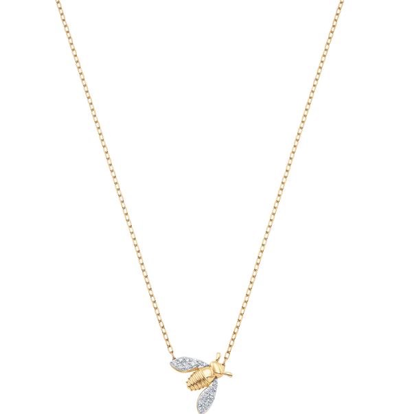 Queen Bee Gold and Diamond Large 16" Necklace