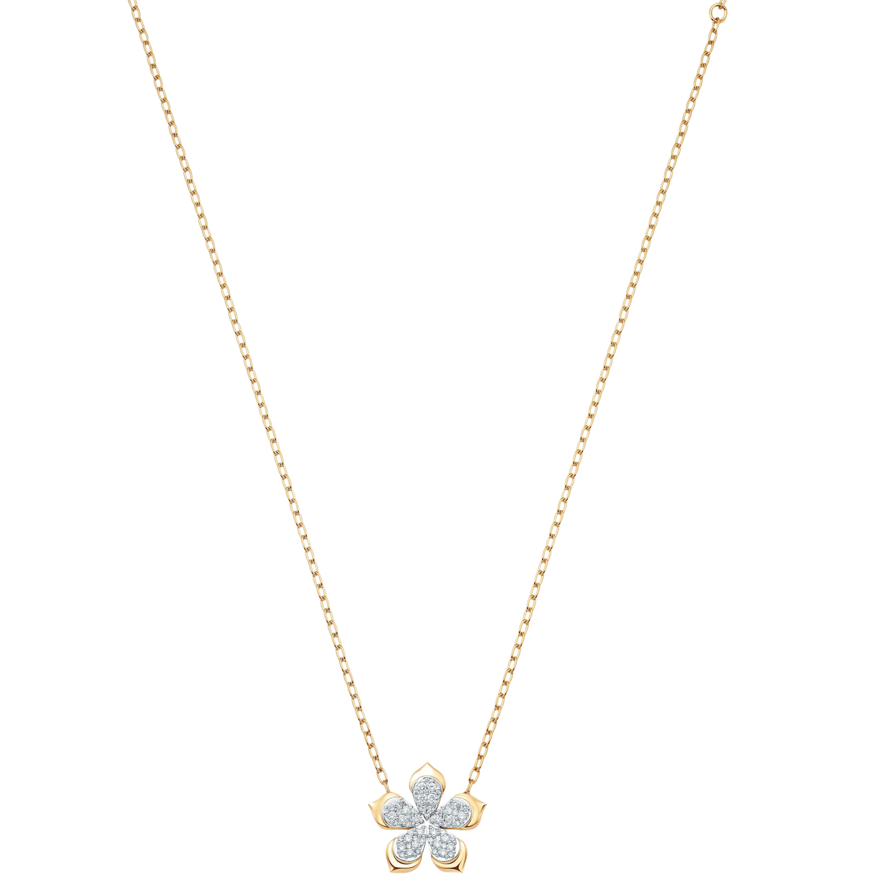 Lierre Gold and Pear Diamond Flower 16" Necklace