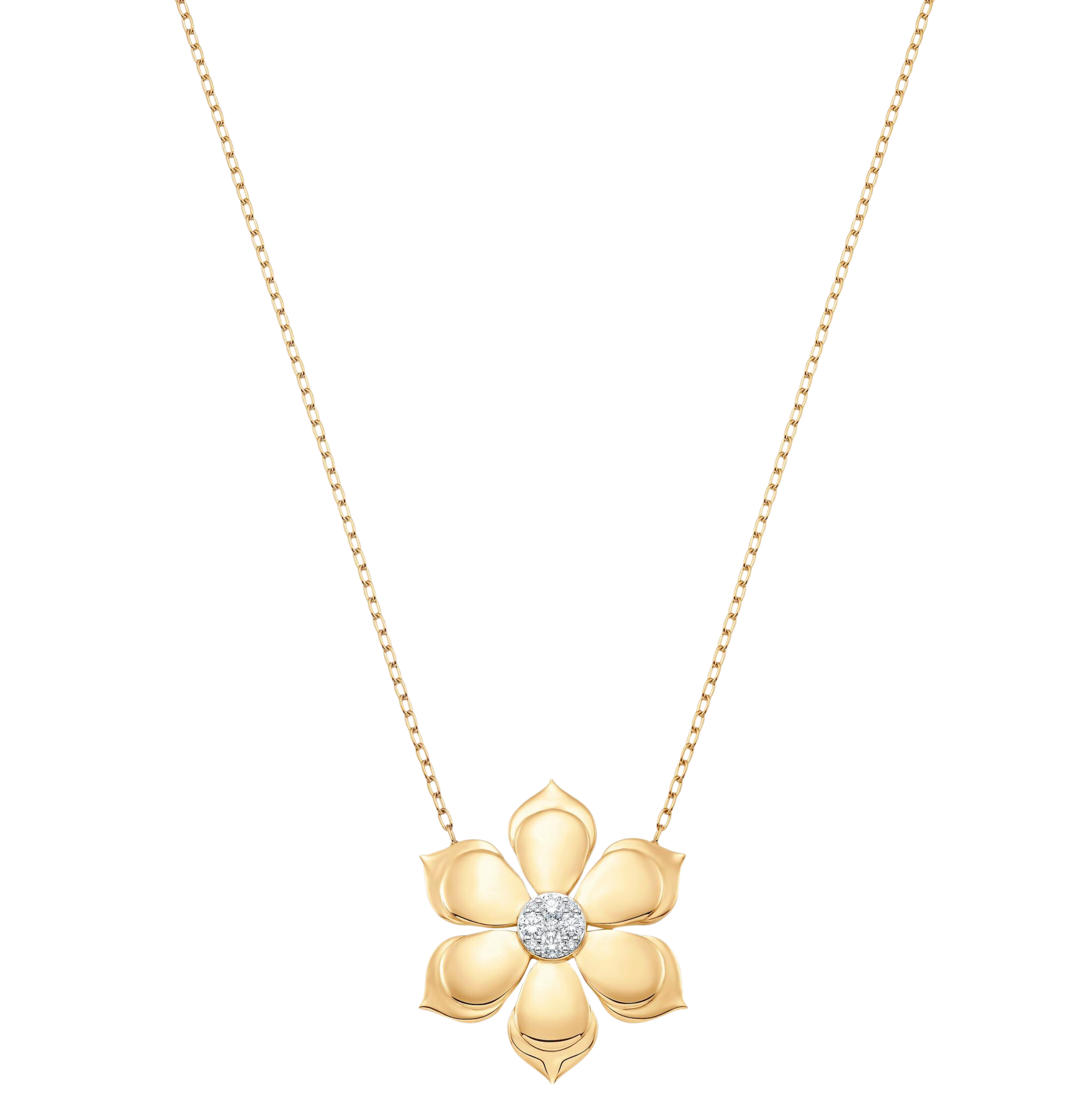 Lierre Gold and Pear Diamond Large Flower Necklace
