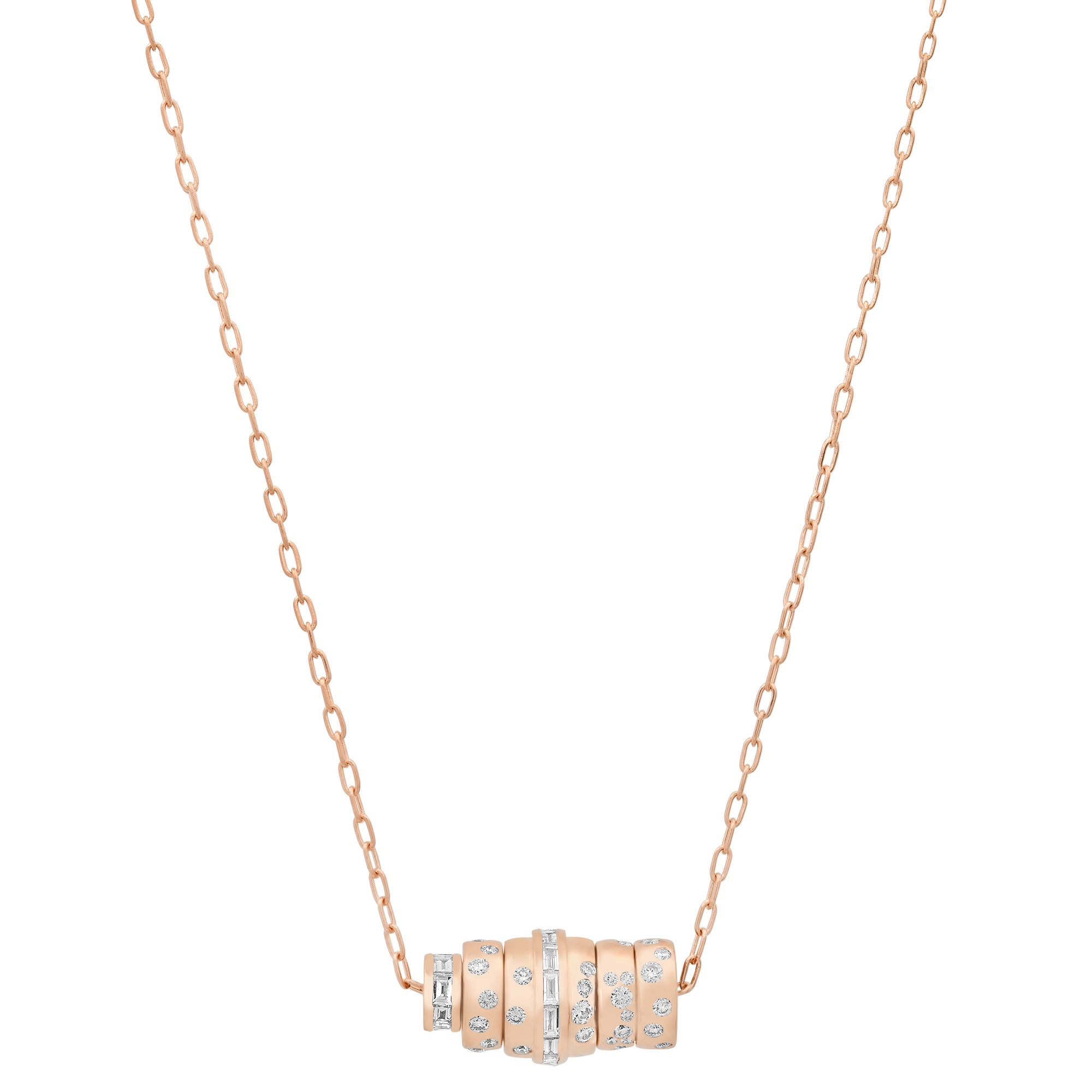 SW Gold & Diamond 5-Rondelle Round Diamond Wheels Necklace