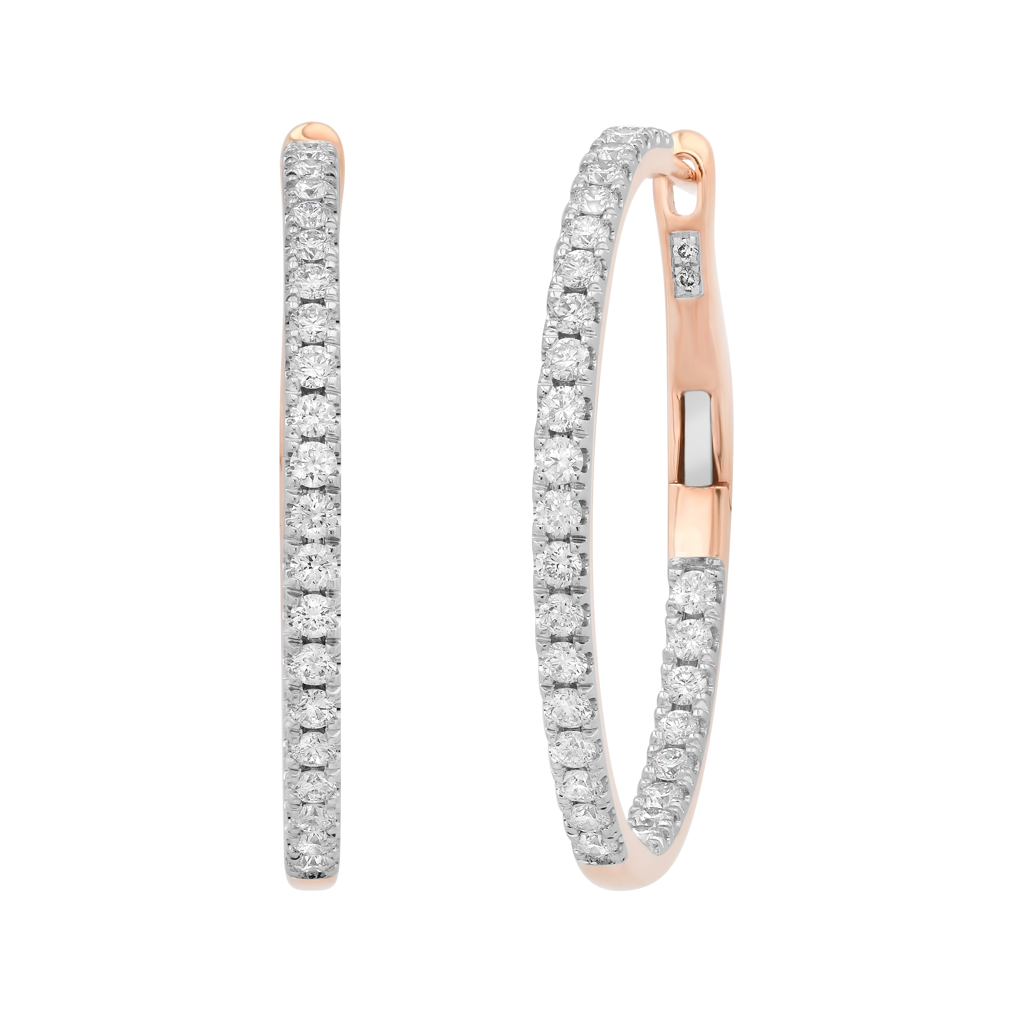 SW Gold & Diamond Round Large Eternity Hoops
