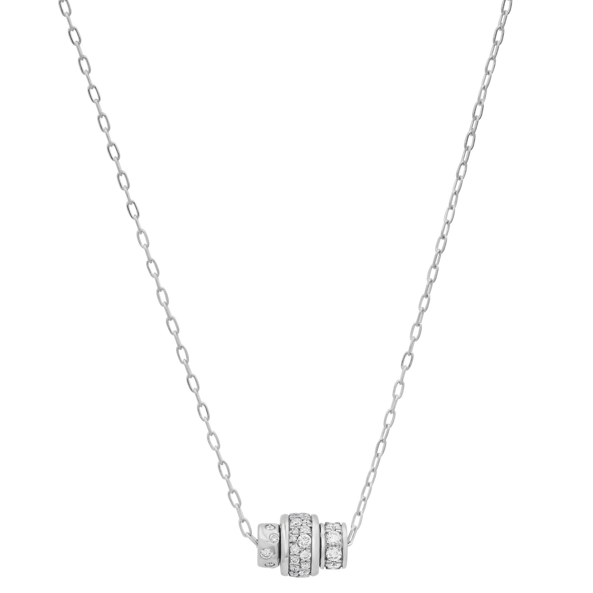 SW Gold & Diamond 3-Rondelle Cylinder & Wheels Necklace