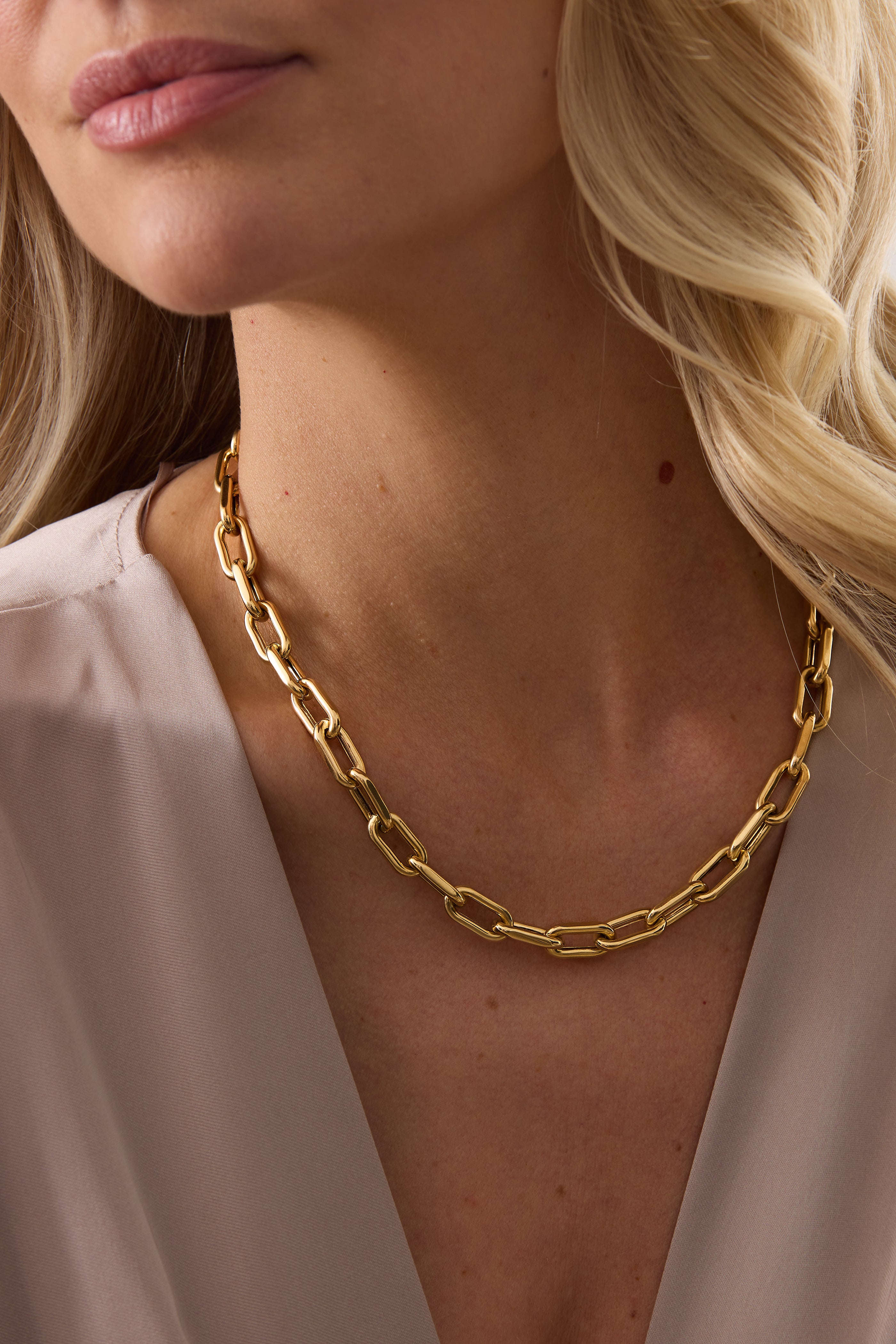 SW Gold Large Rectangle Necklace