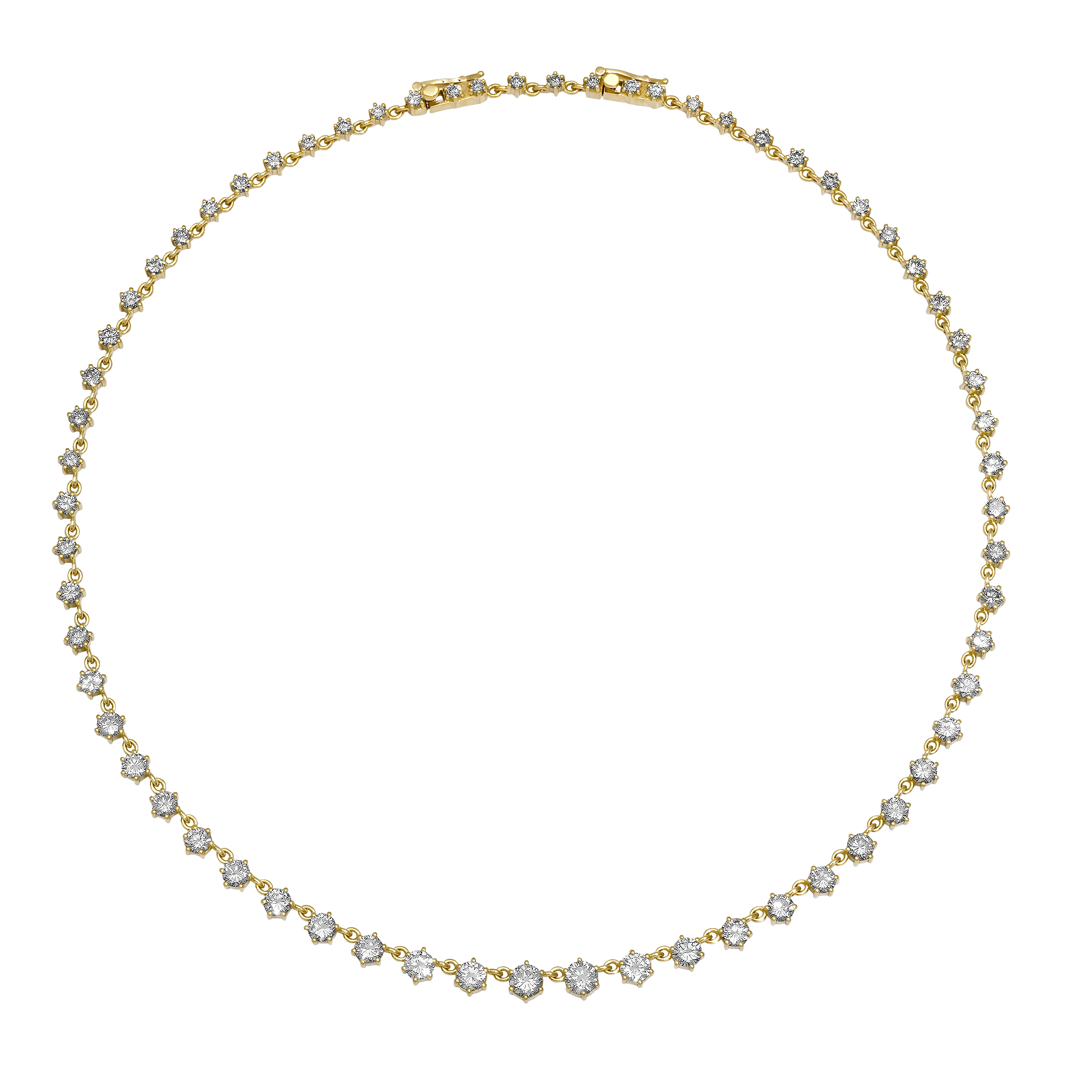 SW Gold & Diamond Graduated Tennis Necklace