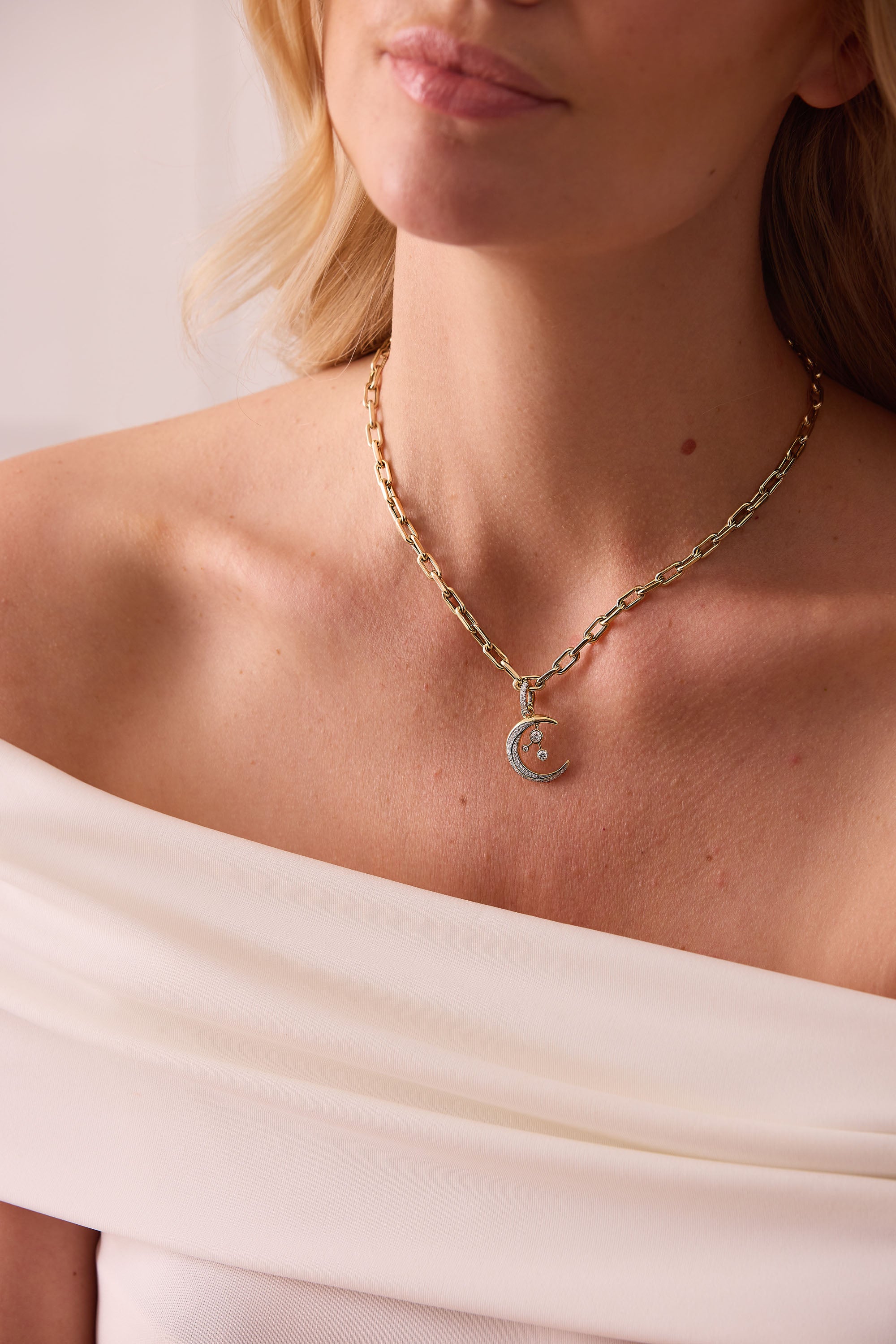 SW Gold & Diamond Moon Charm