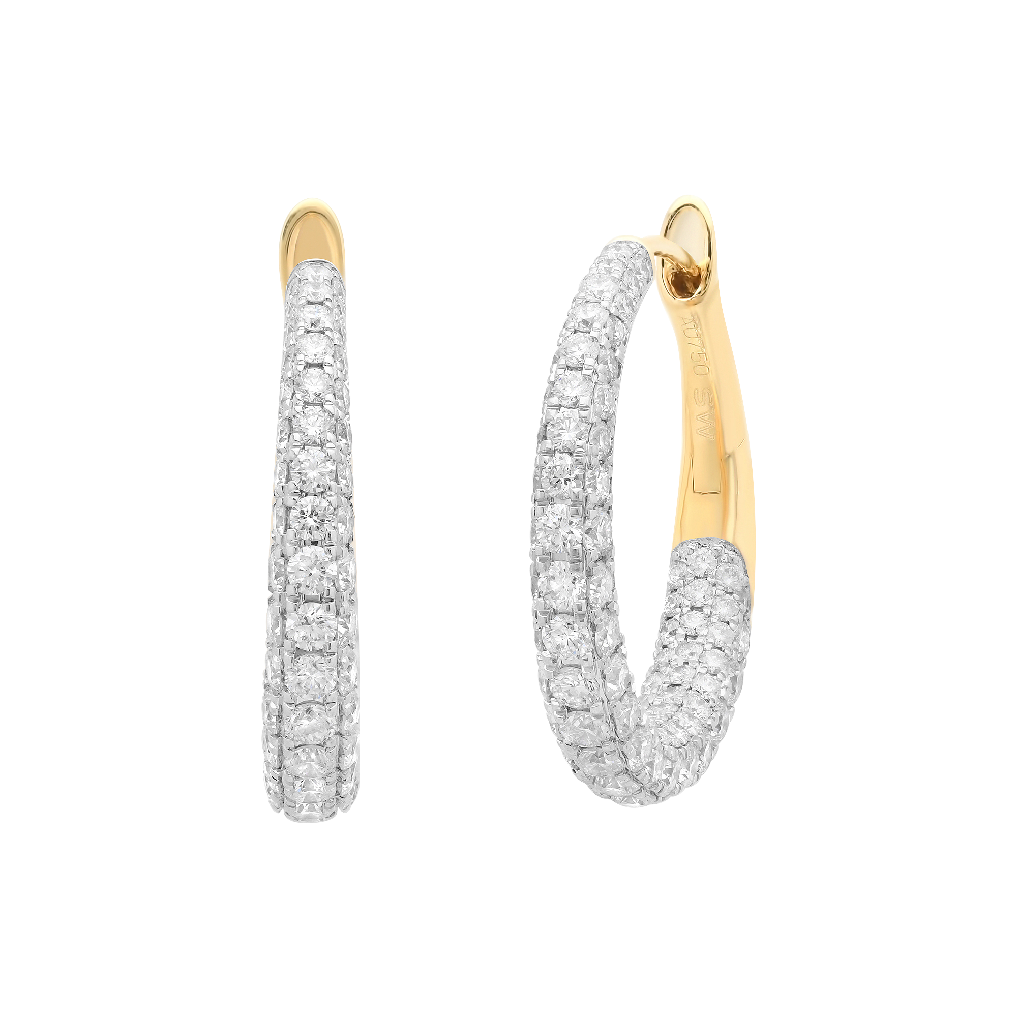 SW Gold & Diamond Pave Hoops