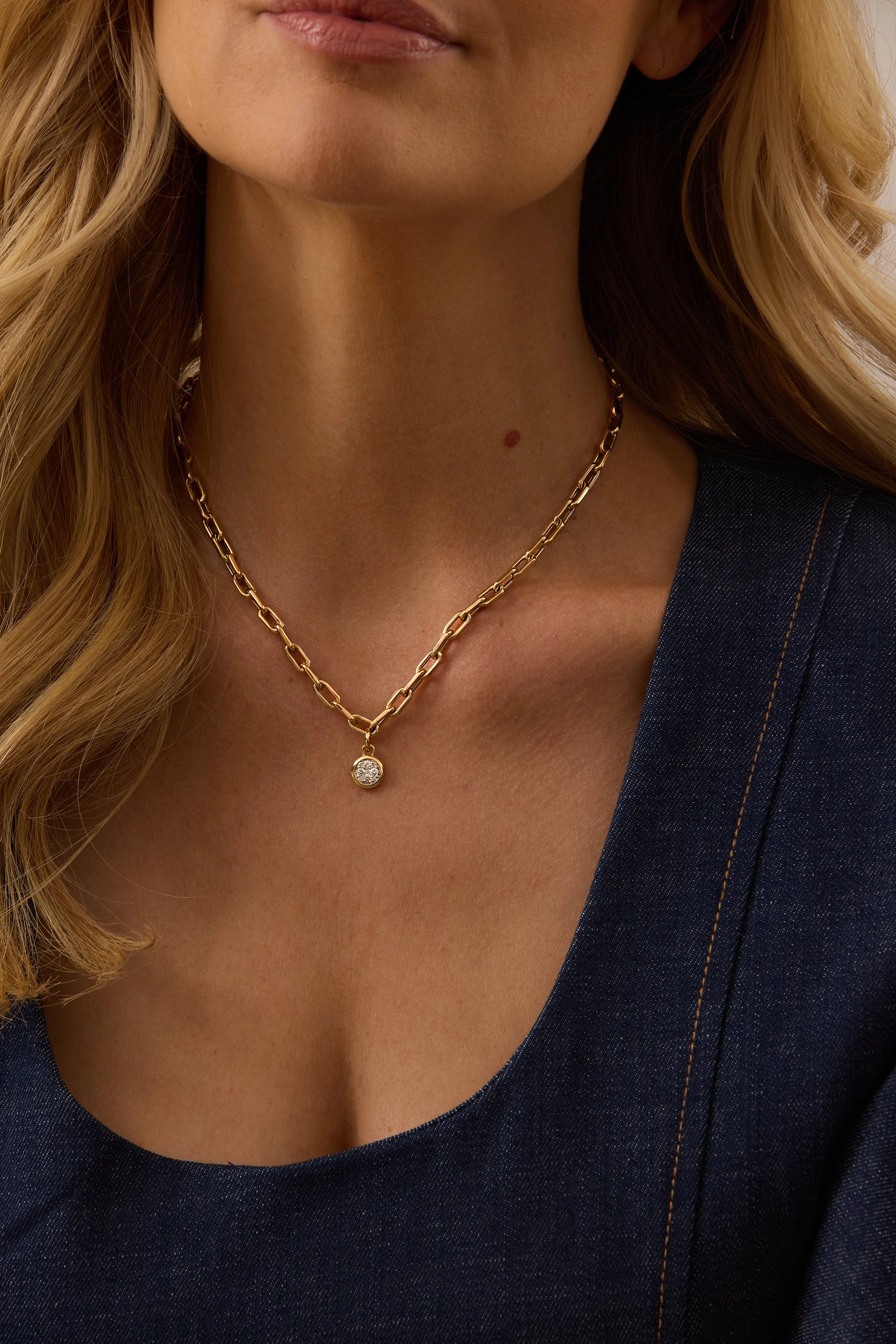 Gold and Diamond Round Charm
