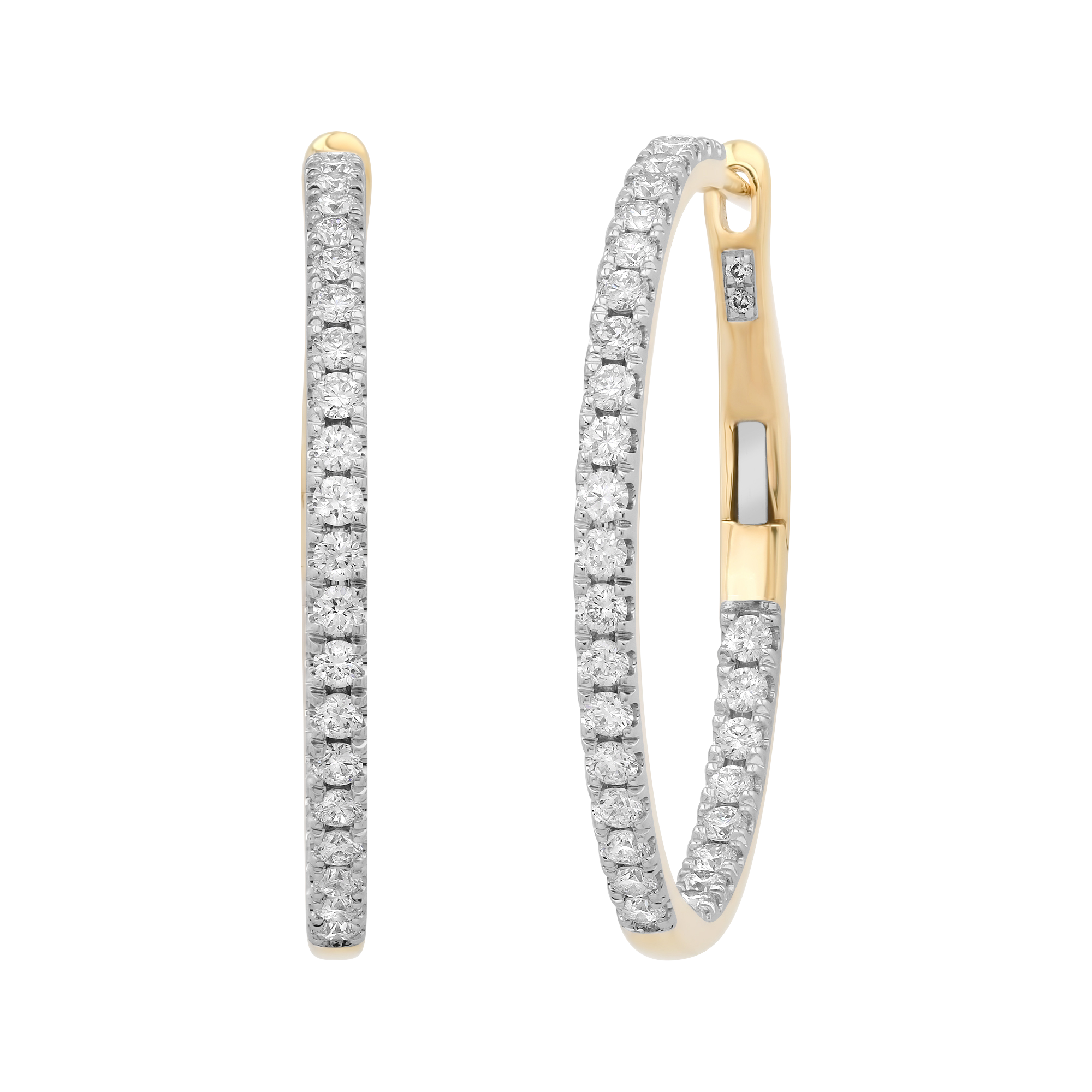SW Gold & Diamond Round Large Eternity Hoops