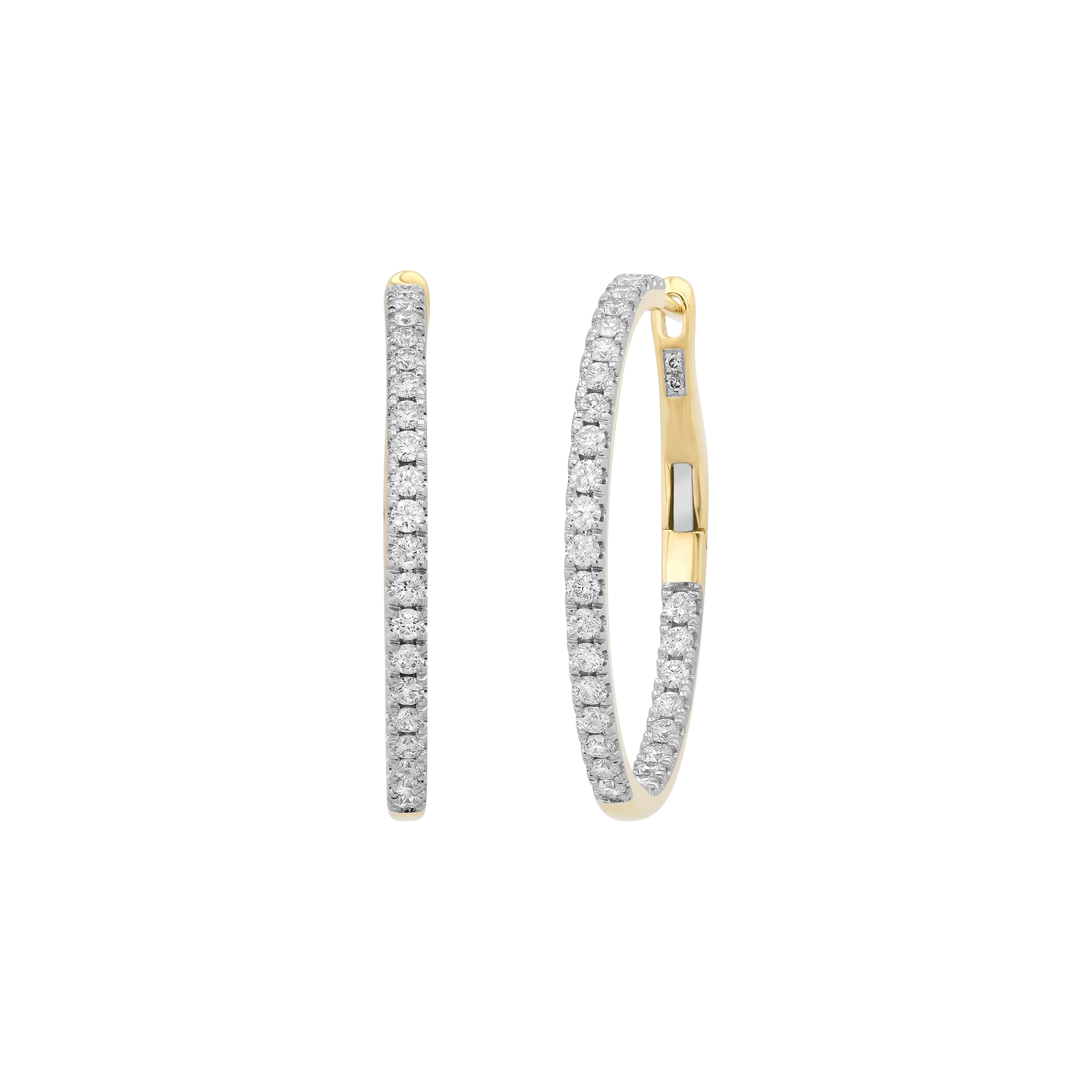 SW Gold & Diamond Round Large Eternity Hoops