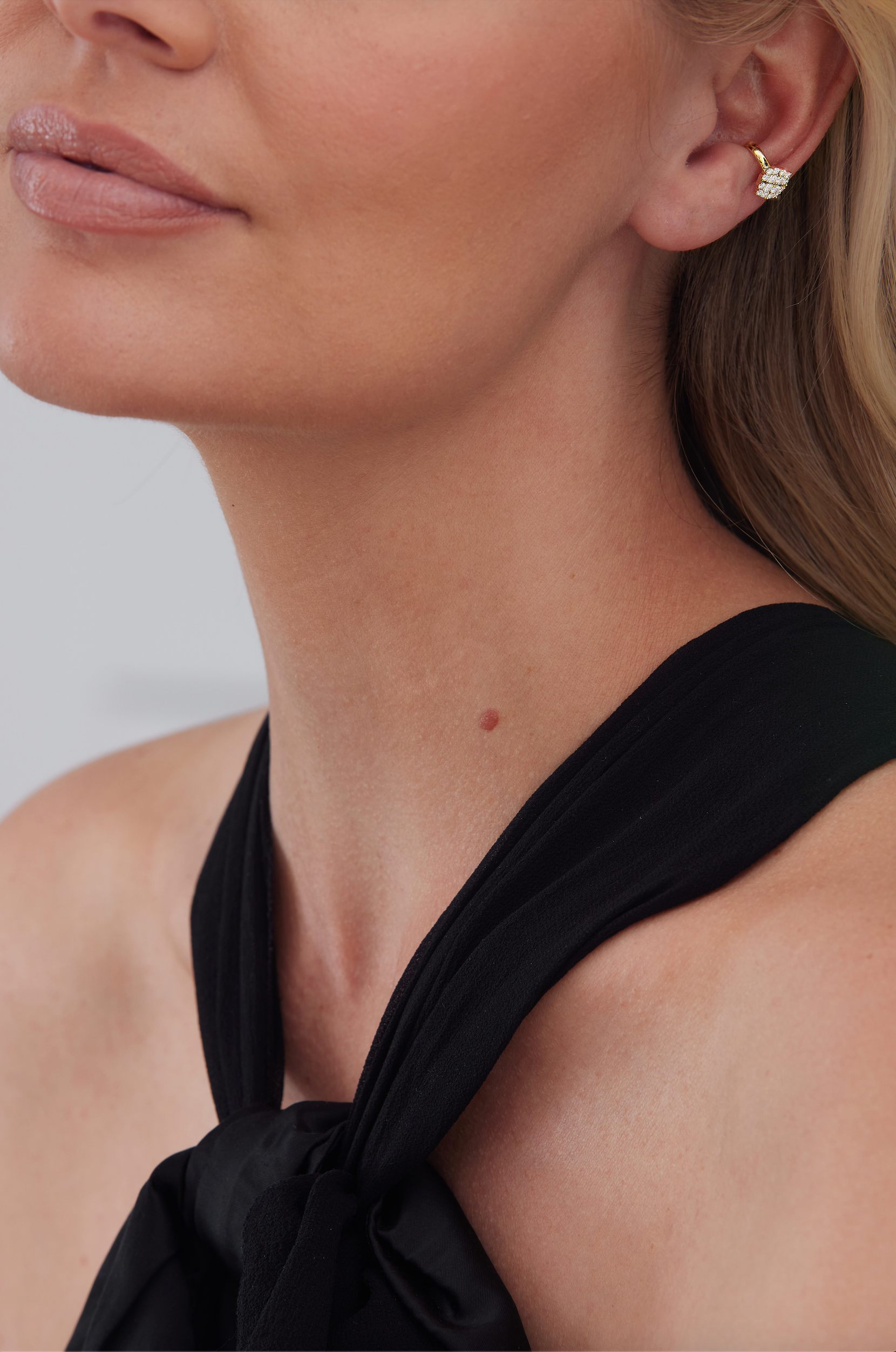 Flora Gold White Diamond Single Ear Cuff