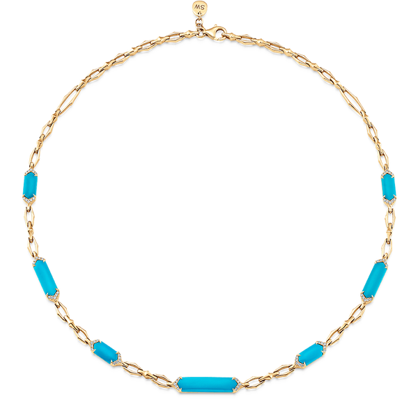 Lucia Elongated Turquoise Hexagon Choker Necklace