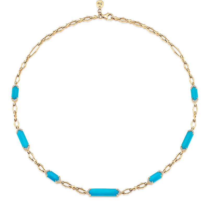 Lucia Elongated Turquoise Hexagon Choker Necklace