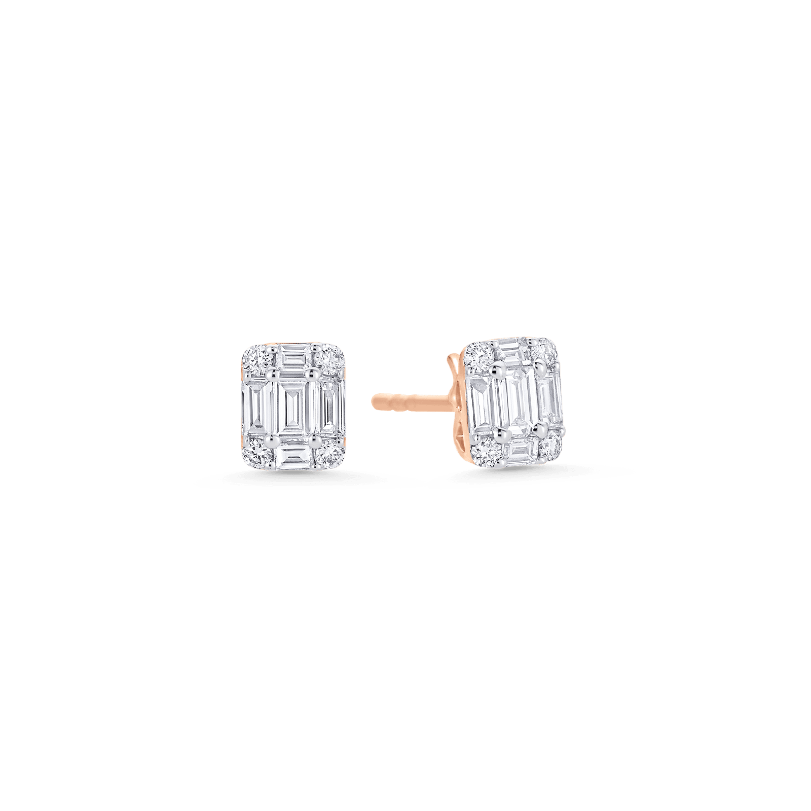Illusion Emerald Cut Stud Earrings