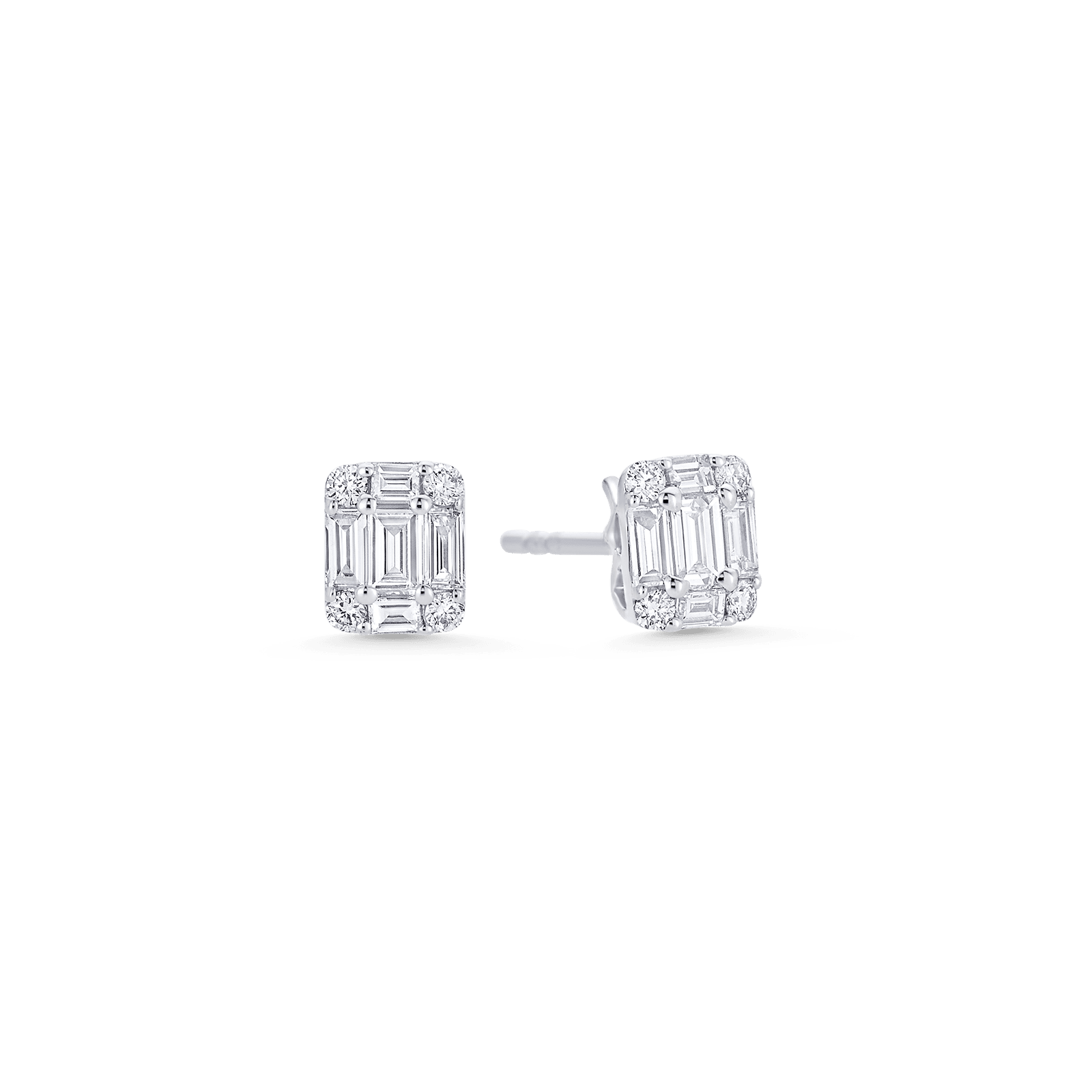 Illusion Emerald Cut Stud Earrings