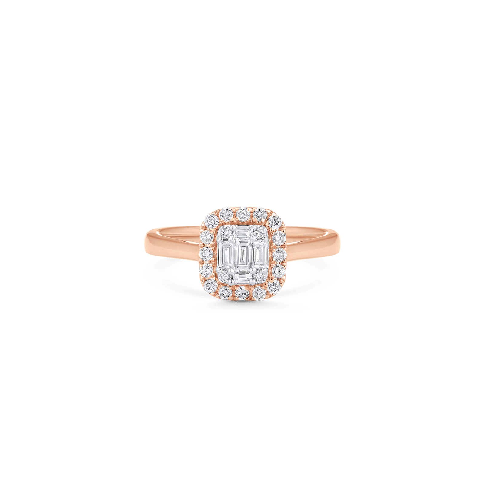 Illusion Emerald Halo Diamond Ring