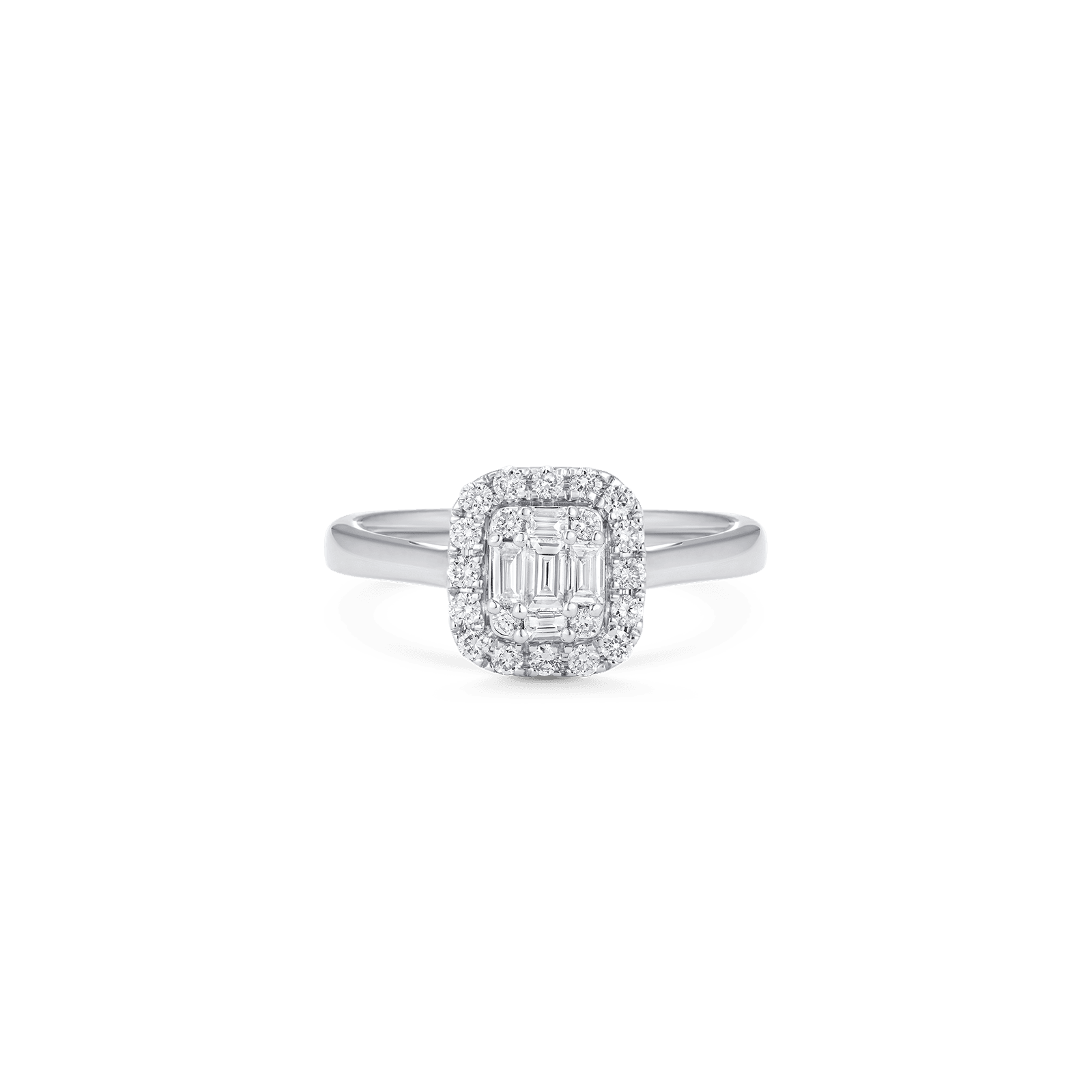 Illusion Emerald Halo Diamond Ring