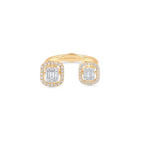 Illusion Emerald Cut Cluster Double Ring