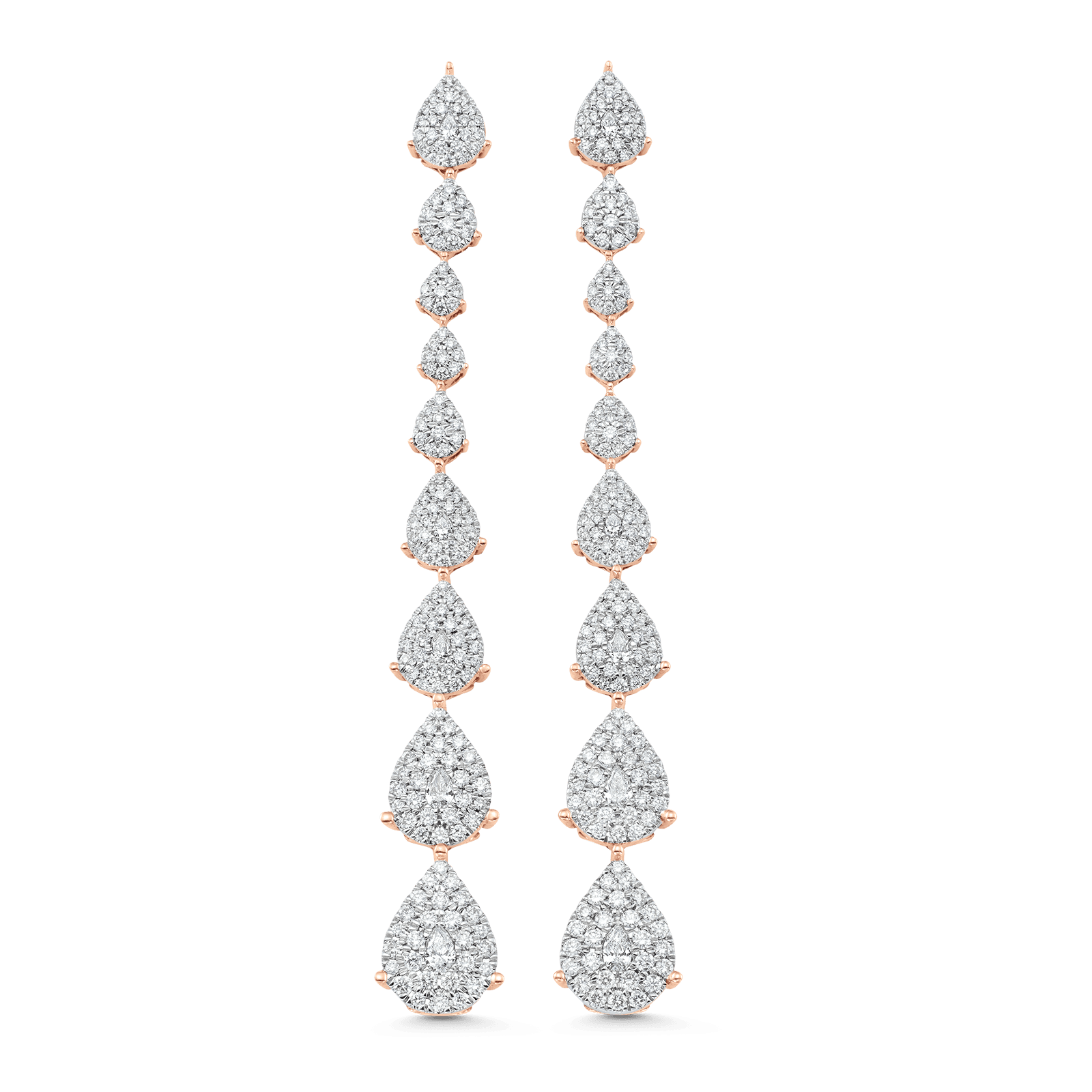Illusion Pear Diamond Cluster Drop Earrings