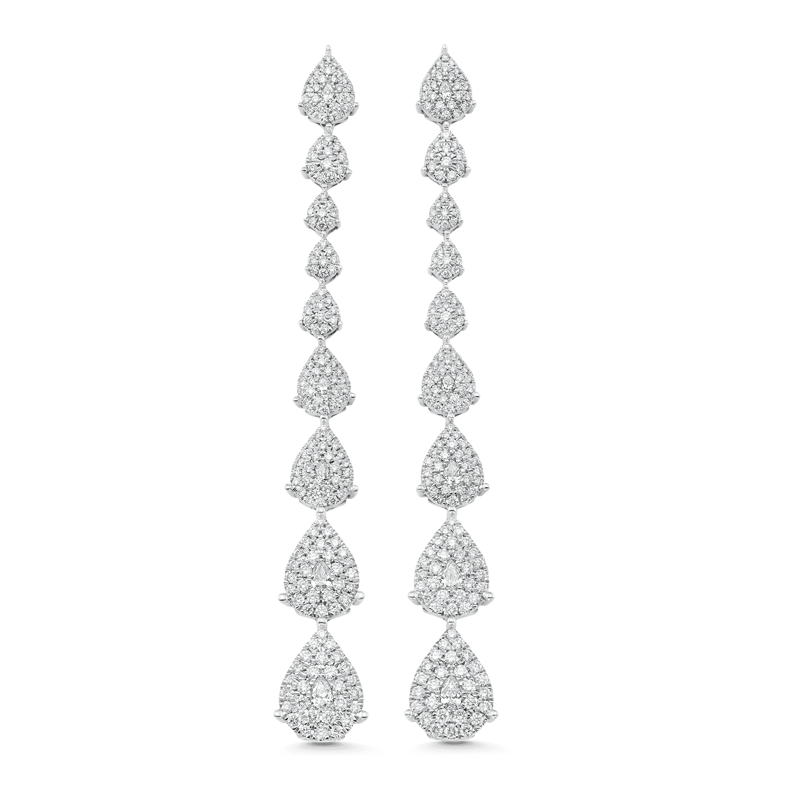 Illusion Pear Diamond Cluster Drop Earrings