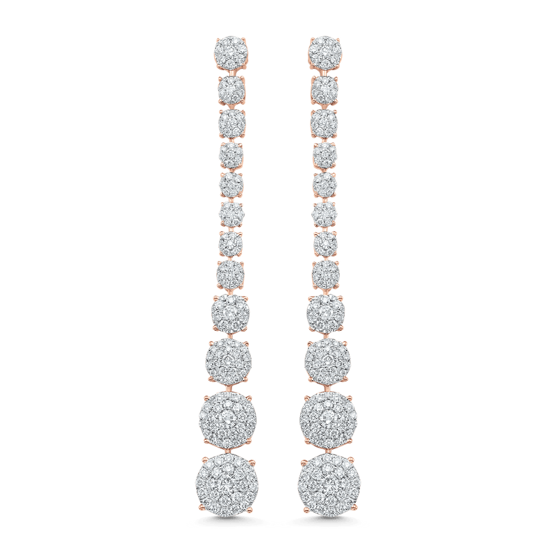 Illusion Round Diamond Cluster Drop Earrings